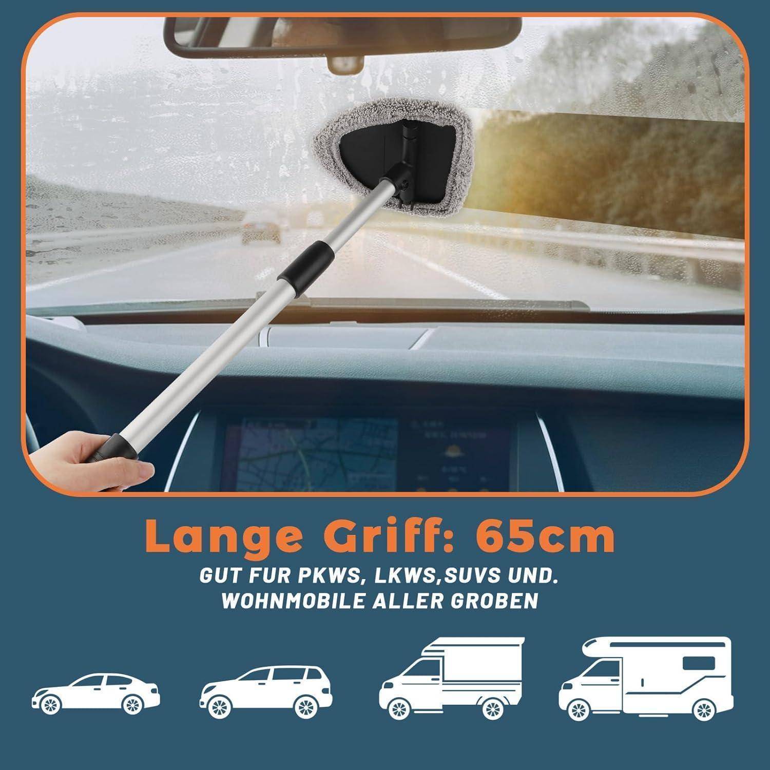 Scheibenreiniger Auto, 65cm Autoscheiben Innenreiniger, Erweiterbares Windschutzscheiben Reiniger mit 4 Mikrofaserpads,Sprühflaschen und