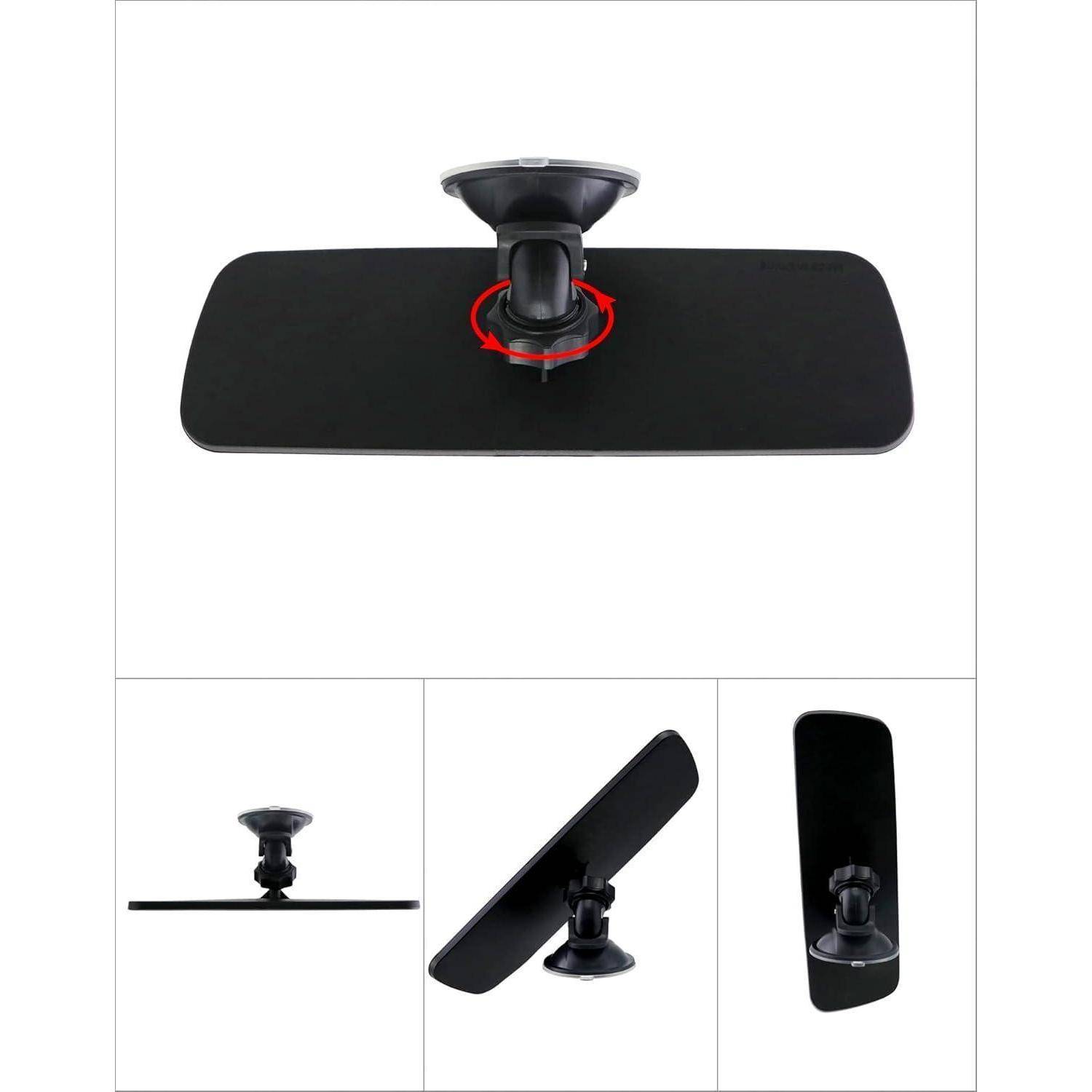 QWORK® 200 x 60 mmAuto Rückspiegel mit Starker Saugnapf, Universal Innenspiegel 360° Drehbarer Fahrlehrer für Auto, SUV, CRV, Vans, Trucks 200x60