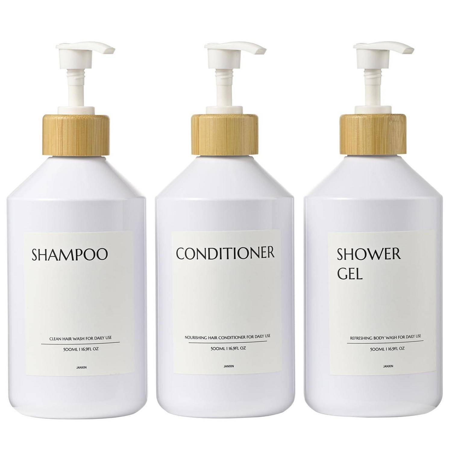 Seifenspender, Spülmittelspender, Soap Dispenser, Handseifenspender, Plastic Pump Dispenser with Funnel and Waterproof Labels, Shampoo Dispenser for