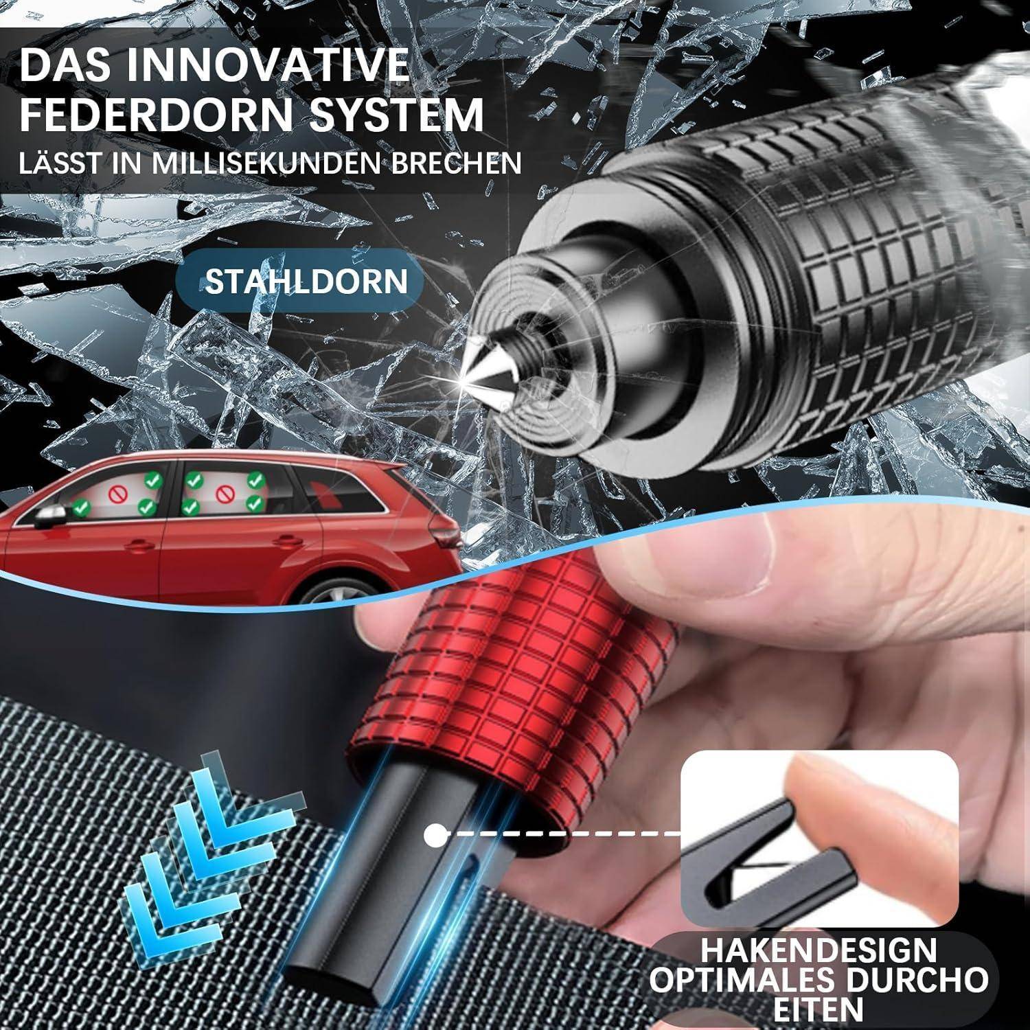 Verbessert Gurtschneider Notfallhammer, 2 In 1 Safety Nothammer Auto mit Gurtschneider, Sicherheitshammer Glasbrecher für Land, Unterwasser und