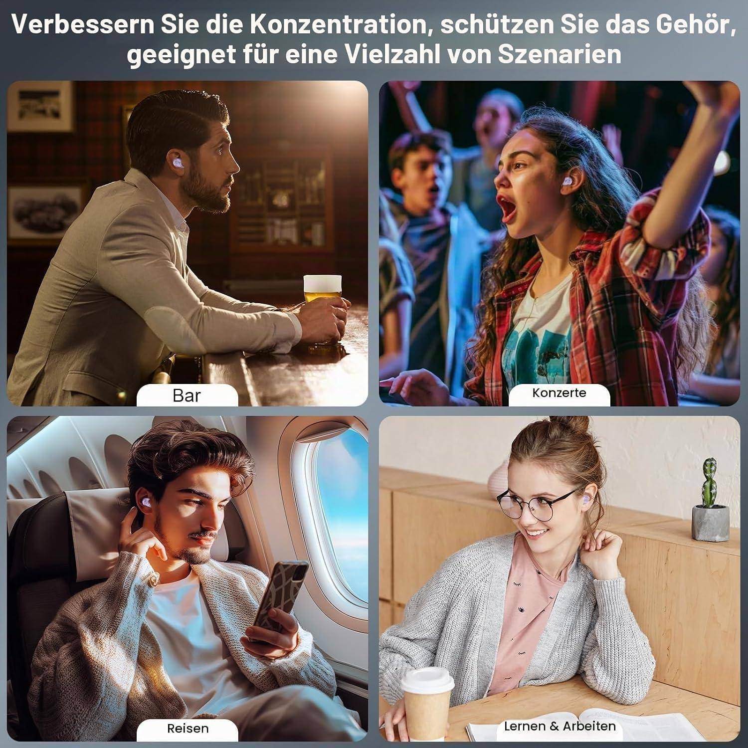 Anpassbare ohrstöpsel- 3 Modi, zum schlafen, wiederverwendbar gehörschutz ohrstöpsel für anti schnarch, ohrstöpsel konzert Mit 7 Paaren Einzeln/D