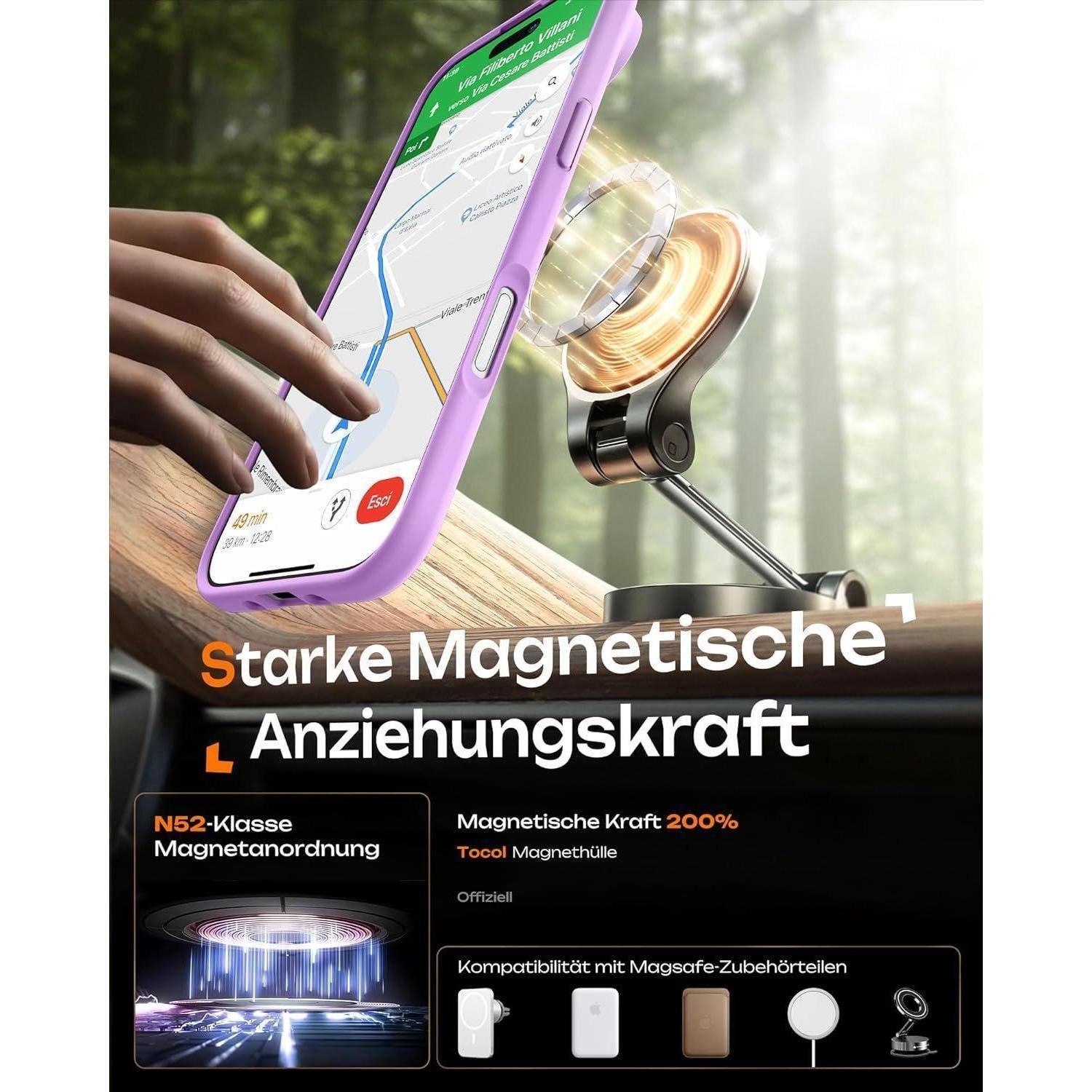 TOCOL für iPhone Air Hülle für MagSafe, Vollständiger Kameraschutz, Eingebauter Magnetring, Stoßfest Kratzfest Transluzente Matt Handyhülle für