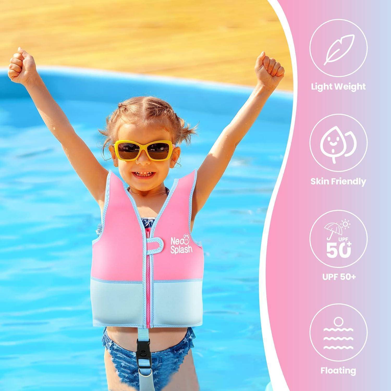 Kinder Mädchen Junge Schwimmlernweste, Schwimmhilfe Schwimmen Jacket für Kleinkinder Alter 1-6 mit Einstellbare Sicherheits Straps KS-PB 1-3