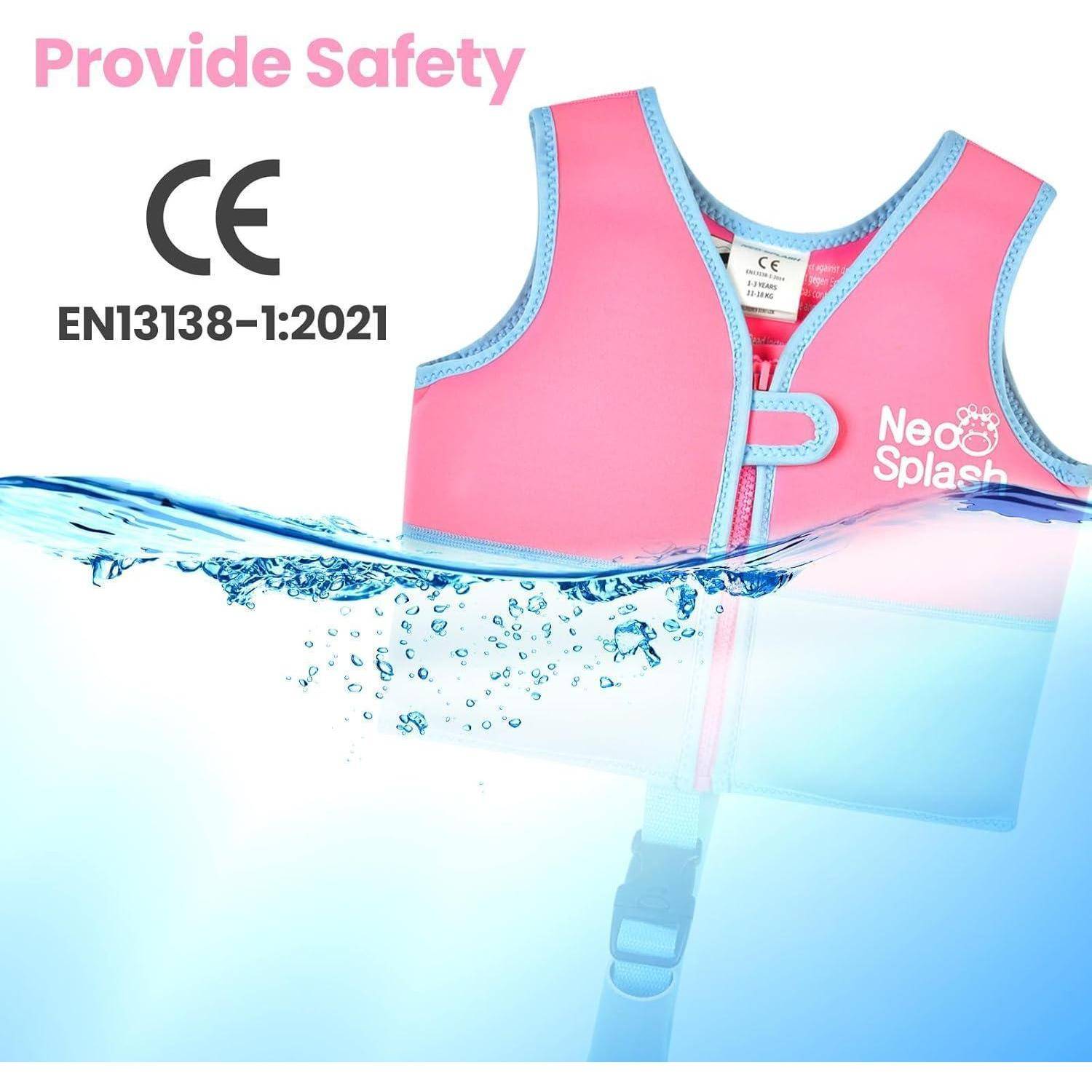 Kinder Mädchen Junge Schwimmlernweste, Schwimmhilfe Schwimmen Jacket für Kleinkinder Alter 1-6 mit Einstellbare Sicherheits Straps KS-PB 1-3