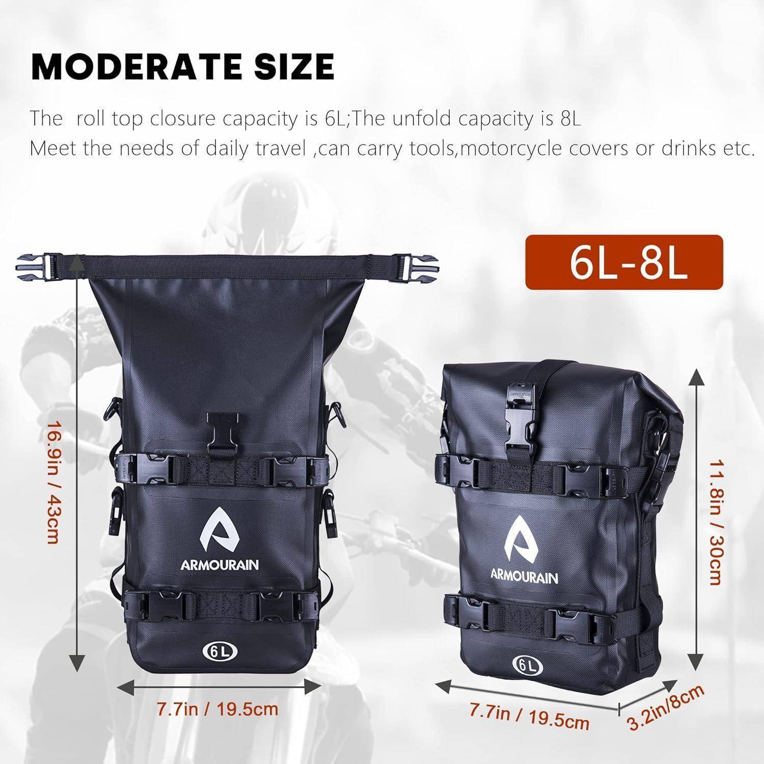 Motorrad Stoßstangen Seitentasche Tasche Wasserdicht 6L/8L/15L Motor Sturzbügel Seitentaschen mit Schultergurt Motorräder Seitenrahmen Seitenkoffer