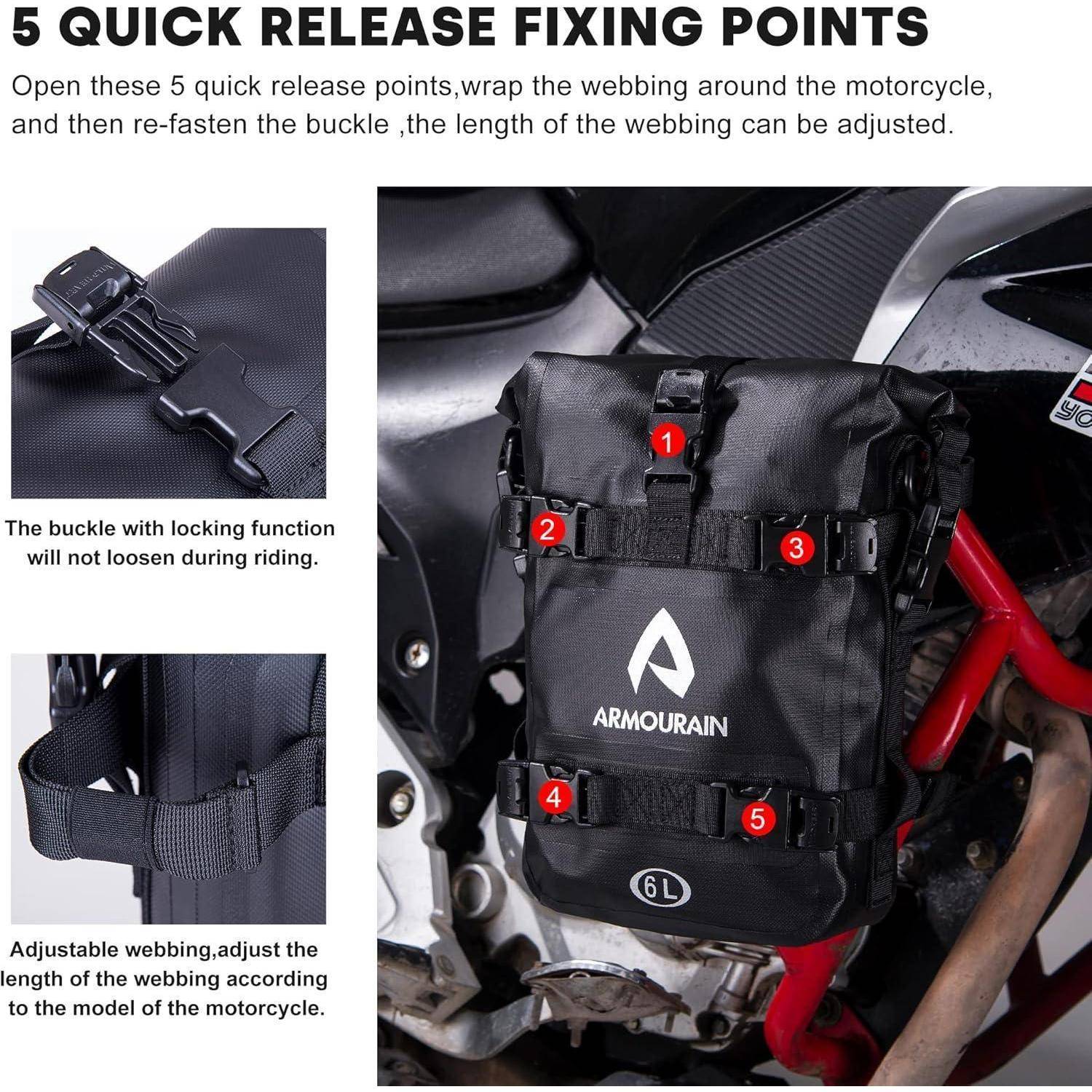 Motorrad Stoßstangen Seitentasche Tasche Wasserdicht 6L/8L/15L Motor Sturzbügel Seitentaschen mit Schultergurt Motorräder Seitenrahmen Seitenkoffer