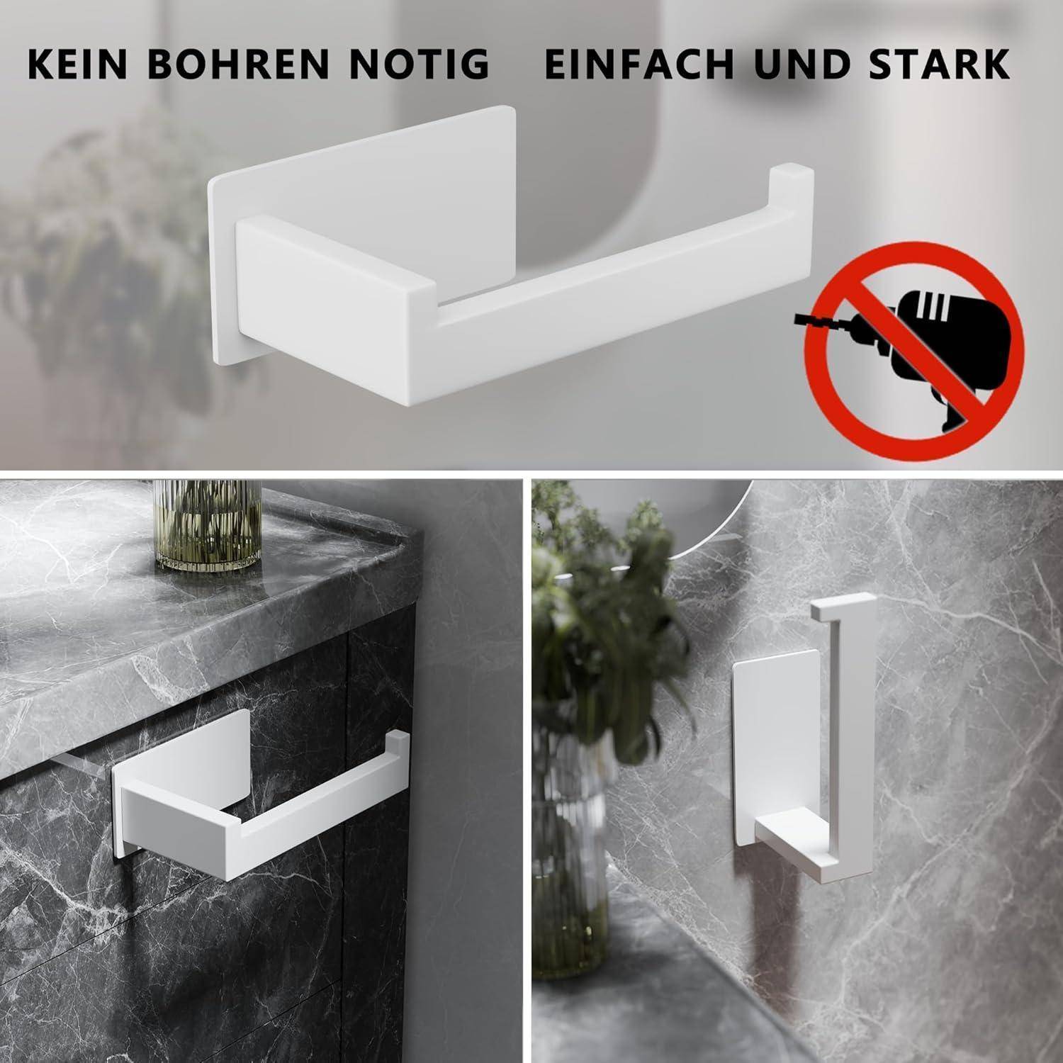Weiß wandmontierter Griff mit Slogan „KEIN BOHREN NÖTIG