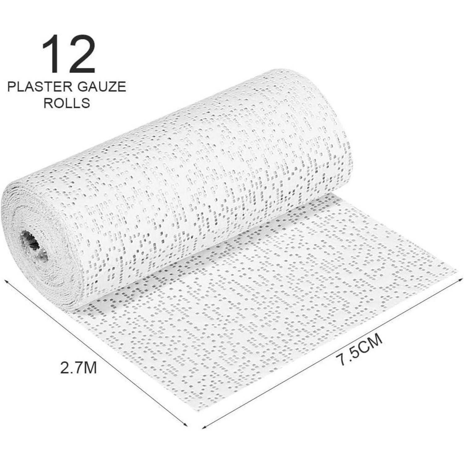 Pflastertuchrollen Gipsbinden Set 12er Set Gips Abdruck Binden Gipsbinde Babybauch Gips Binden 7,5 cm x 2,7 m Gipsabdruck Gipsbinden zum Basteln