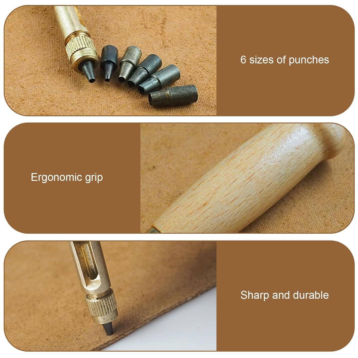 1 Stück Leather Lochstanzer Automatische Lochstanzer Papier mit 6 Stanzspitzen 1.5/2/2.5/3/3.5/4 mm Lochstanzung für Leder Dichtung Uhrenarmband Gü