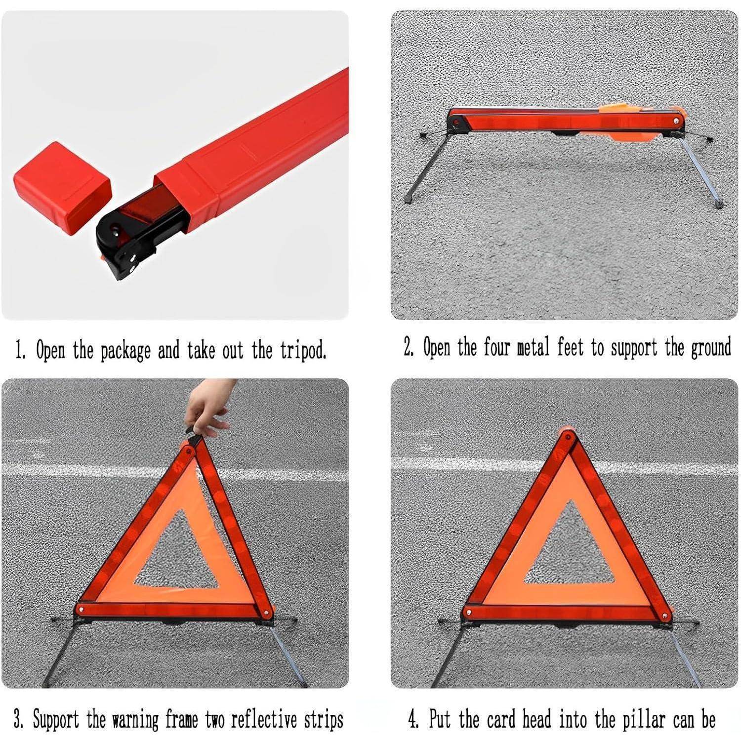 2in1 Warndreieck kfz Warnwesten Set,Sicherheitsdreieck und Sicherheitsweste,360 Grad Reflektierend Warndreieck,KFZ Warnweste,Notfalldreieck Faltbar