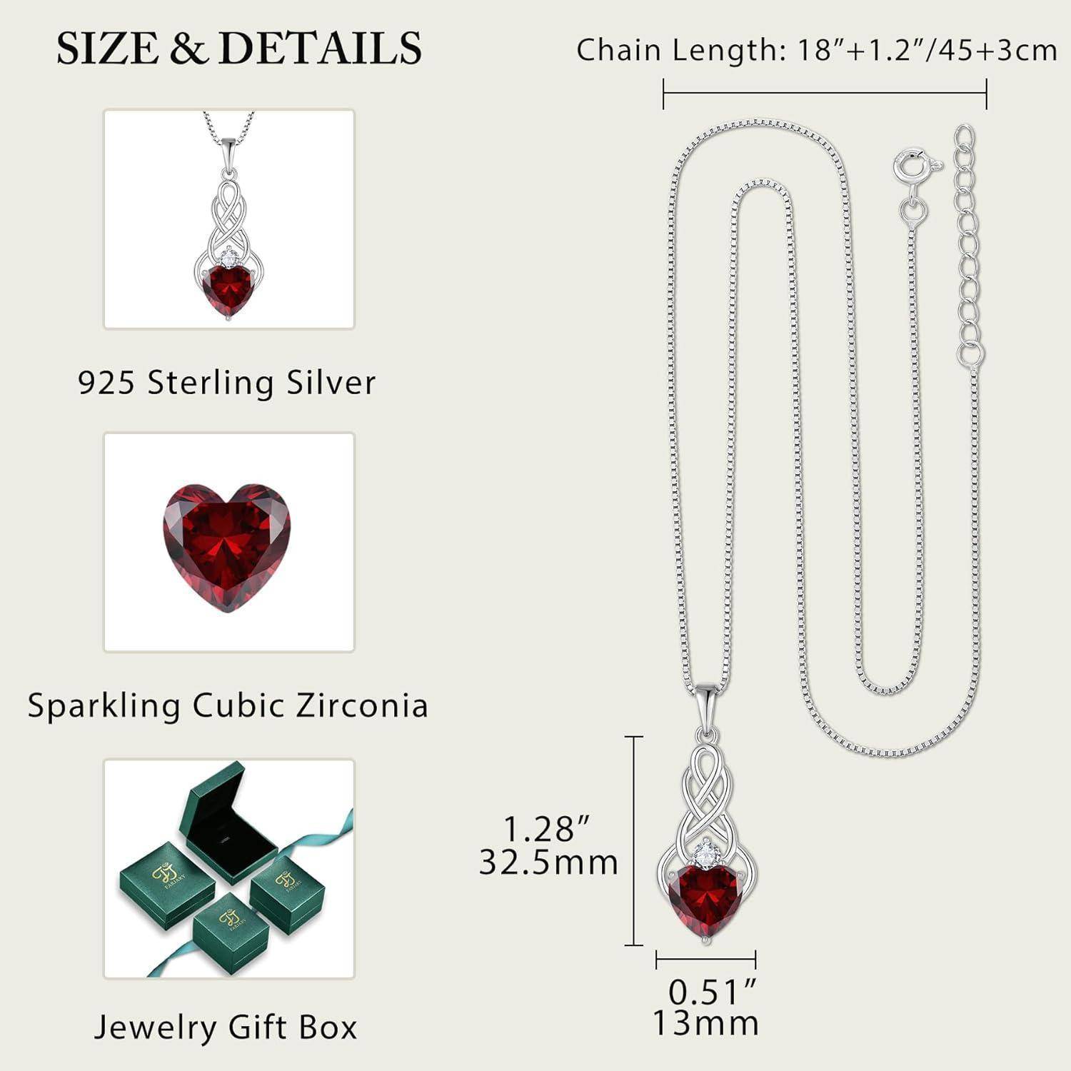 FJ Unendlichkeit Keltischer Knoten Kette Damen 925 Sterling Silber Geburtsstein Anhänger Irischer Glücksschmuck Geschenke für Frauen Mutter Freundi