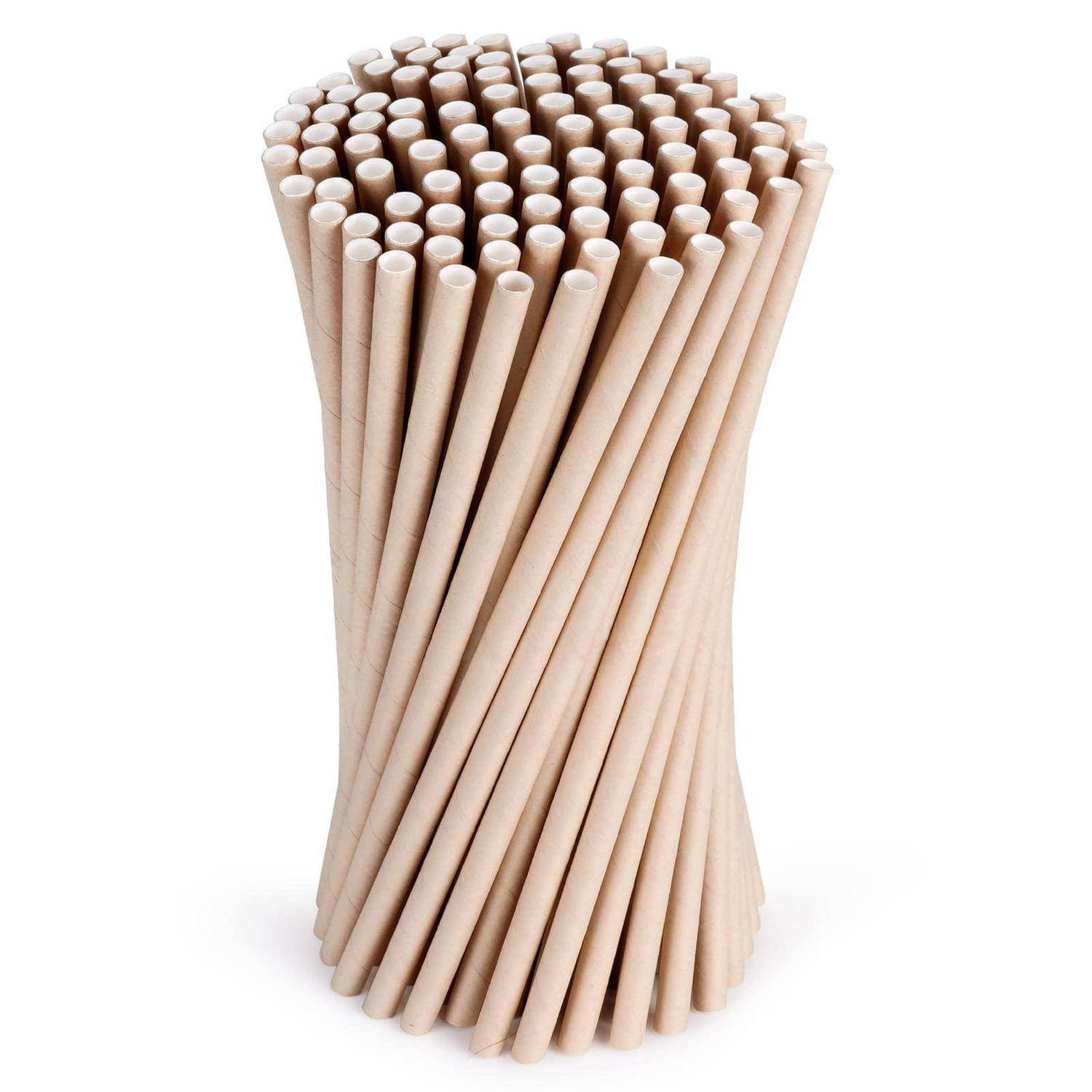 Vicloon Biologisch Abbaubare Strohhalme, Braun, Geeignet für Partys und Anlässe, 100 PCS Braun 100 Pcs