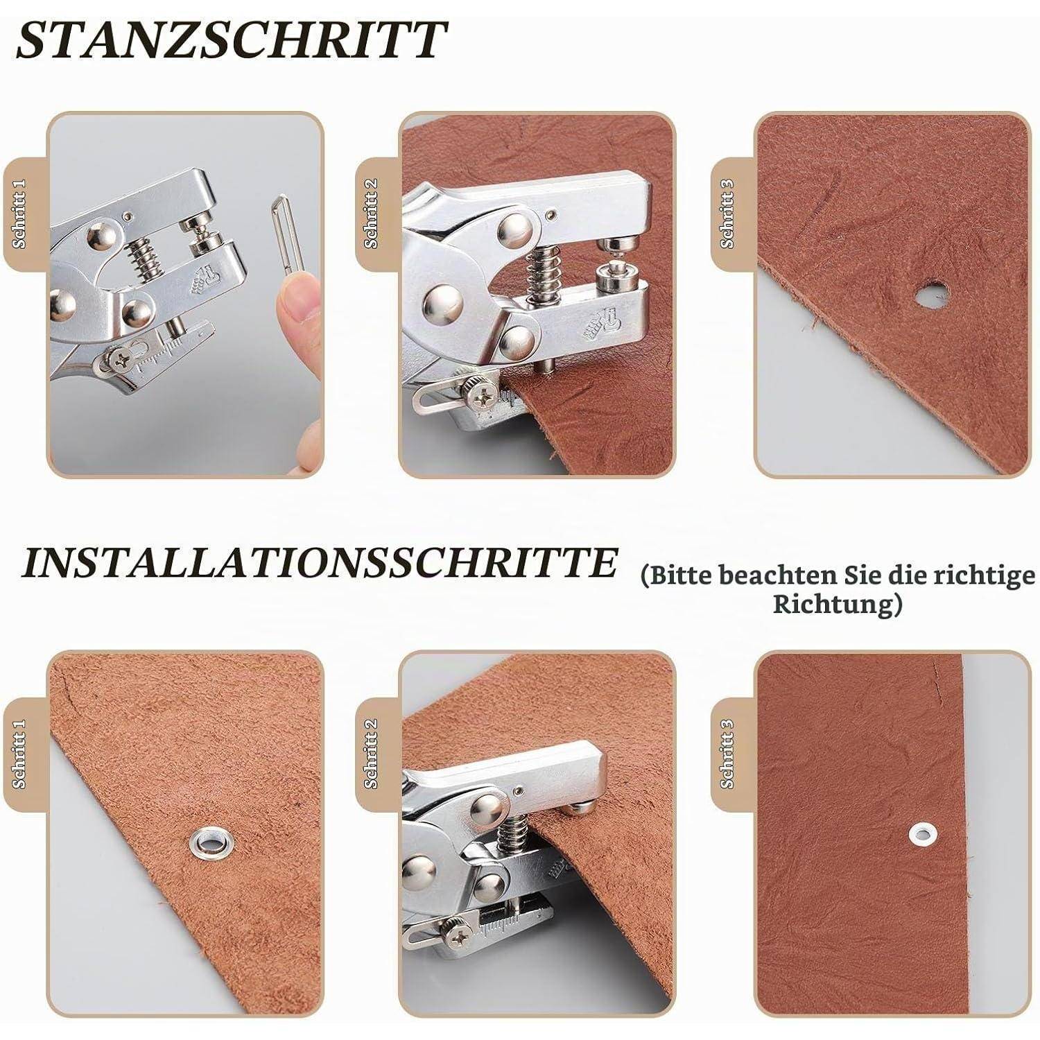 Gueenky Ösenzange Set mit 700 Stück Ösen (Ø 5mm), Ösenstanzer Lochzange mit 13 Farben Ösen Ösenpresse Werkzeug Kit Ösenzange für Planen Stoff