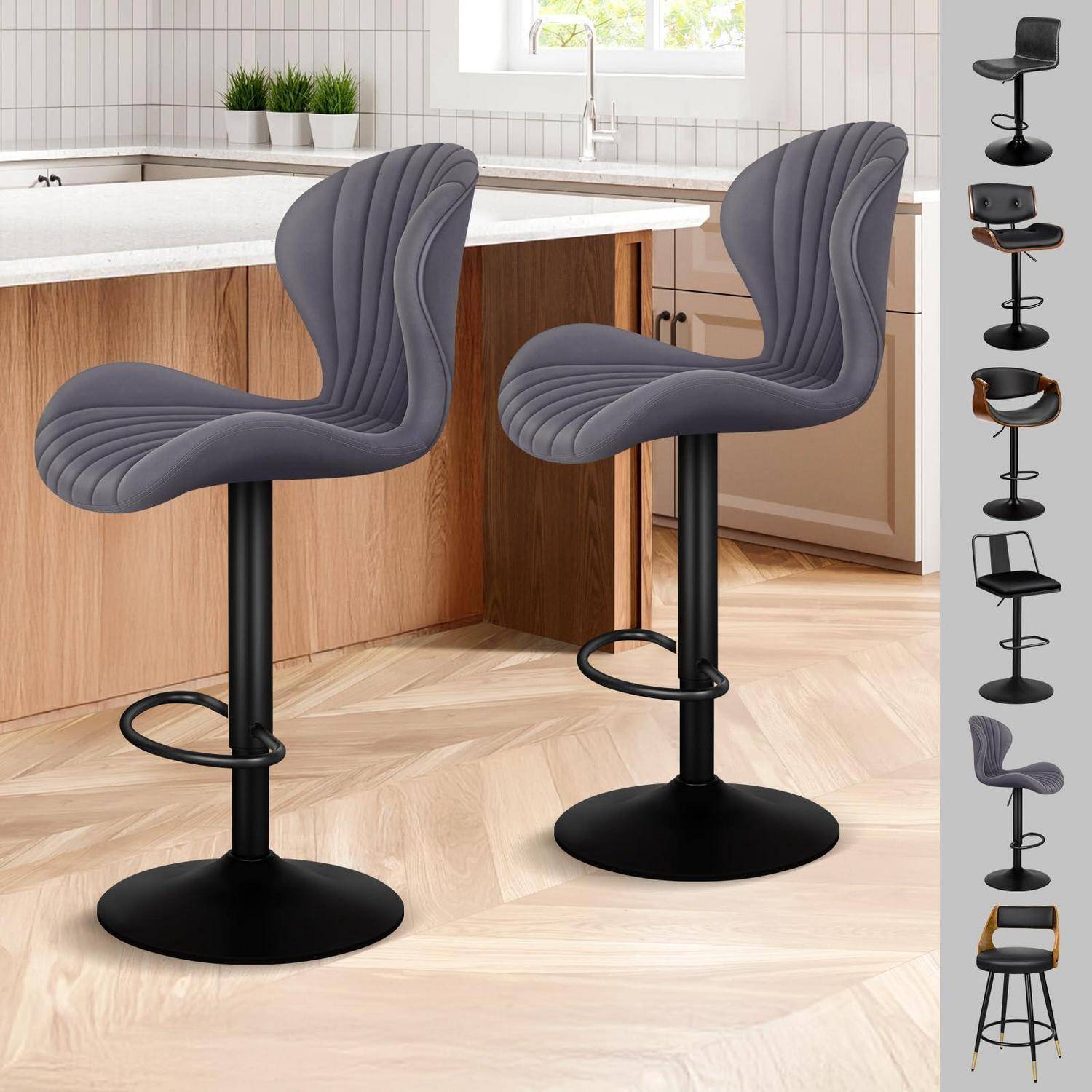 ALFORDSON Barhocker 2er Set, Höhenverstellbare Küchenhocker mit Schwenkfunktion – Barhocker zum Essen mit Sitzhöhe von 59-81 cm für Heimbar und