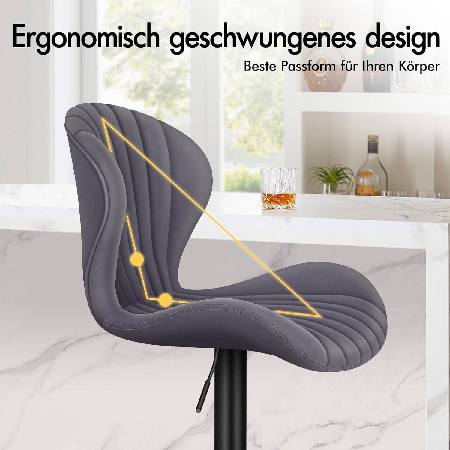 ALFORDSON Barhocker 2er Set, Höhenverstellbare Küchenhocker mit Schwenkfunktion – Barhocker zum Essen mit Sitzhöhe von 59-81 cm für Heimbar und