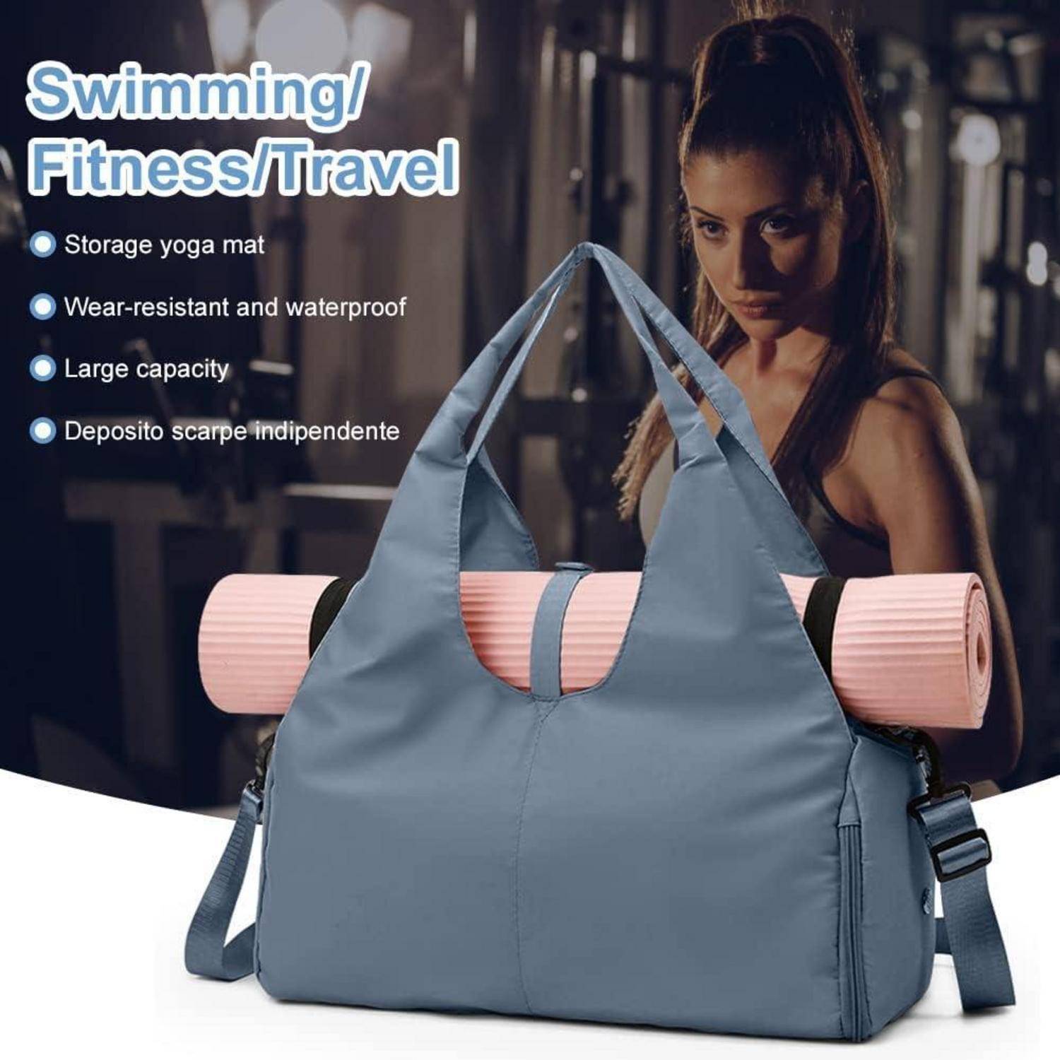 Aucuu Sporttasche, Reisetasche mit Schuhfach &amp; Nassfach, Groß Gym Tasche für Damen und Herren, wasserdichte Trainingstasche Yogatasche für Yoga-Zub