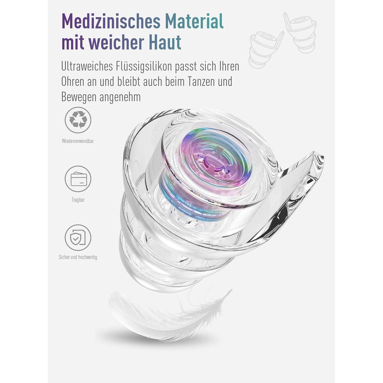 Hearprotek 1 Paar Gehörschutz Ohrstöpsel Silikon Ohrstöpsel Lärmreduzierung für Festival Konzert laute Musik Schutz Motorrad Musiker Größe S Bu