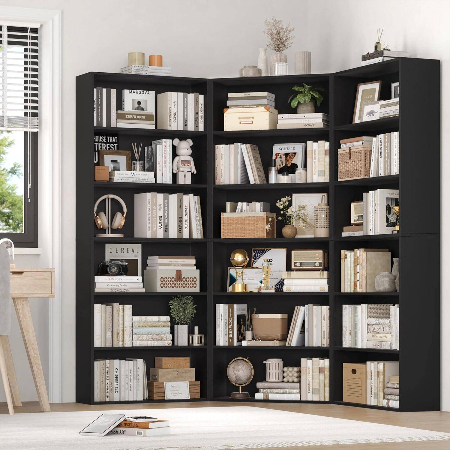 FirFurd Bücherregal, Holzregal mit 6 Fächern, Regale, Bücherschrank, Aufbewahrungsregal für Wohnzimmer, Arbeitszimmer, aus Holz, 180 x 60 x 23,5