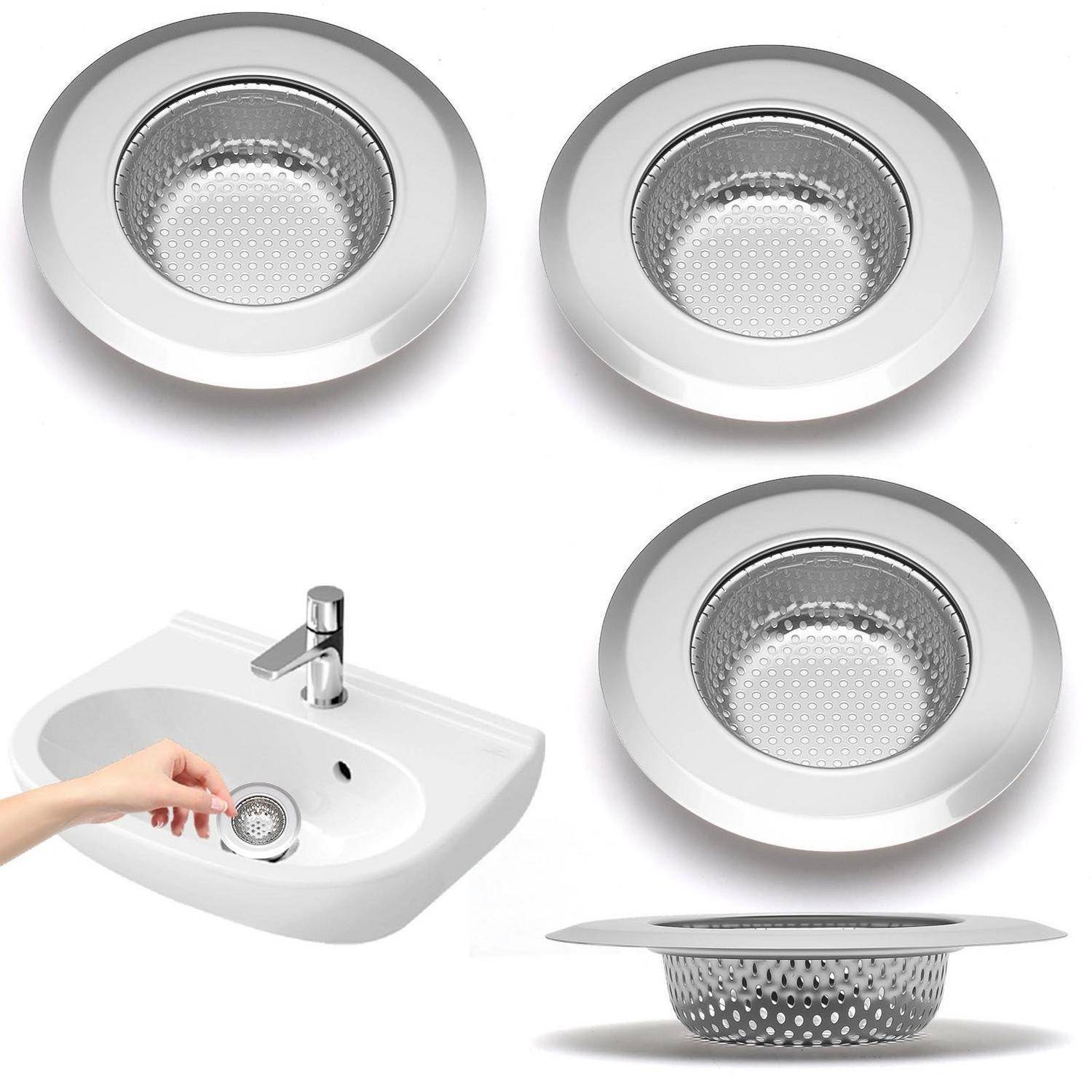 Abflusssieb Waschbecken, 4 Stück Abfluss Sieb, Außendurchmesser 11,5 cm Küchen Abflusssieb, Silberfarben Sieb Dusche Abfluss Haare, für Spüle, Ba