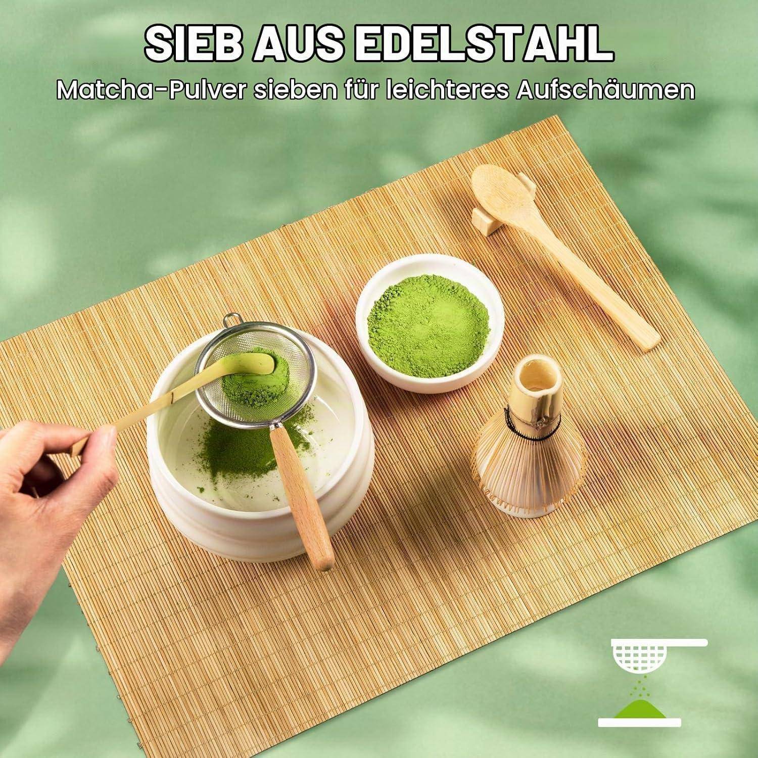 Matcha Set, 6er-Set Macha Tea Set Matcha zubehör mit Matcha Löffel, Matcha Whisk, Keramik-Matcha-Set, Traditionell Japanische Teezeremonie, Beste Ge