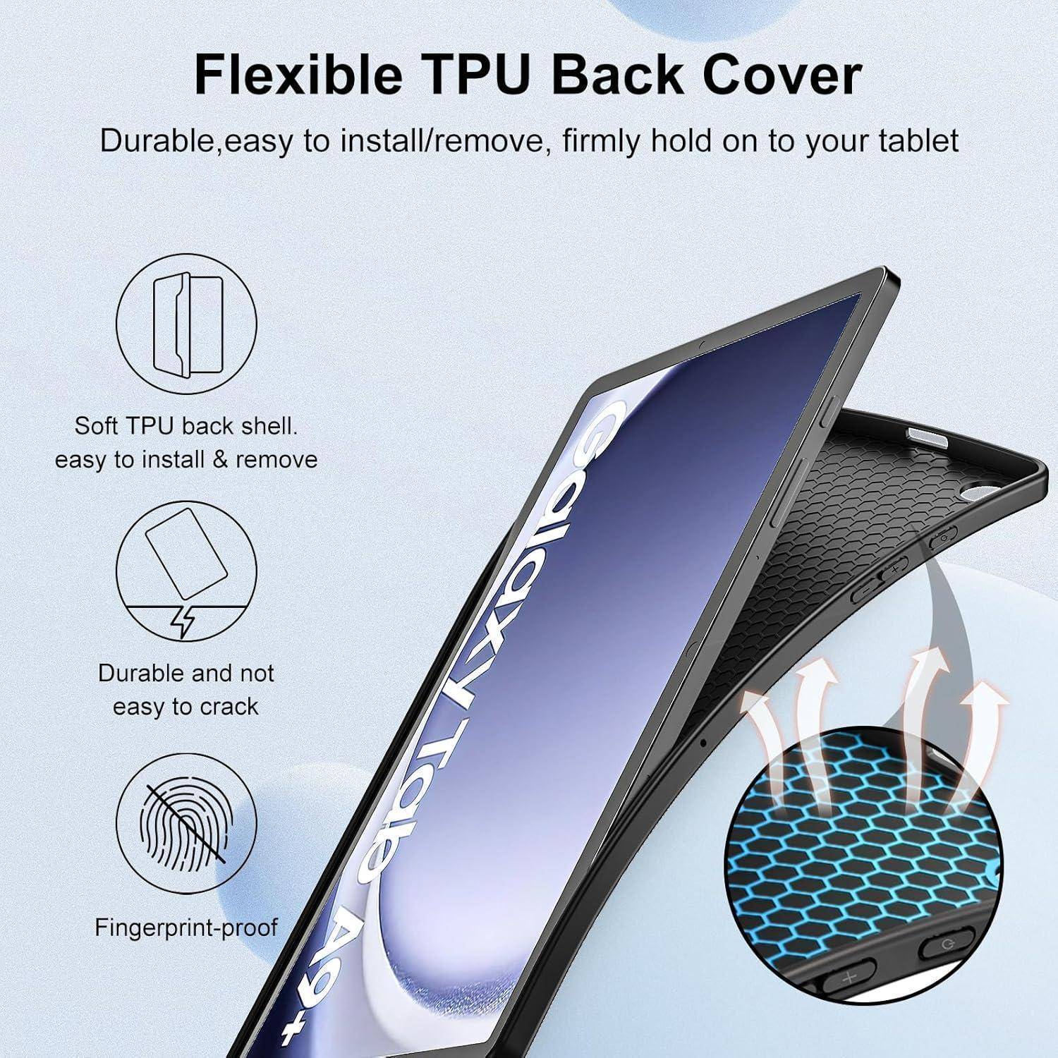 DLveer Hülle für Samsung Galaxy Tab A9+ Plus (11'', 2023) - PU Leder+Soft TPU Hülle für Galaxy Tab A9+ 11 Zoll (SM-X210, SM-X215, SM-X216B) mit Mu