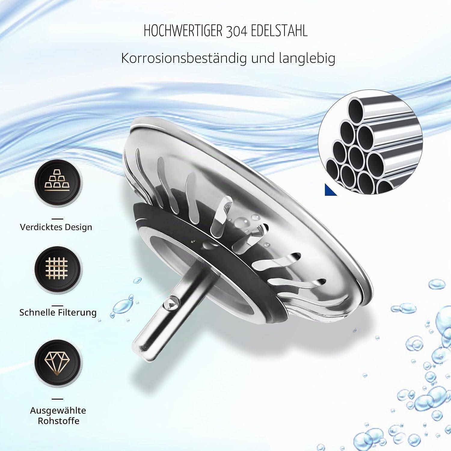 1 Stück Küchenspüle Sieb, Spülbecken Siebkörbchen Edelstahl Spülbecken, Edelstahl Spülbecken Sieb Stopper, Abflussstopfen, Siebkörbchen Spüle