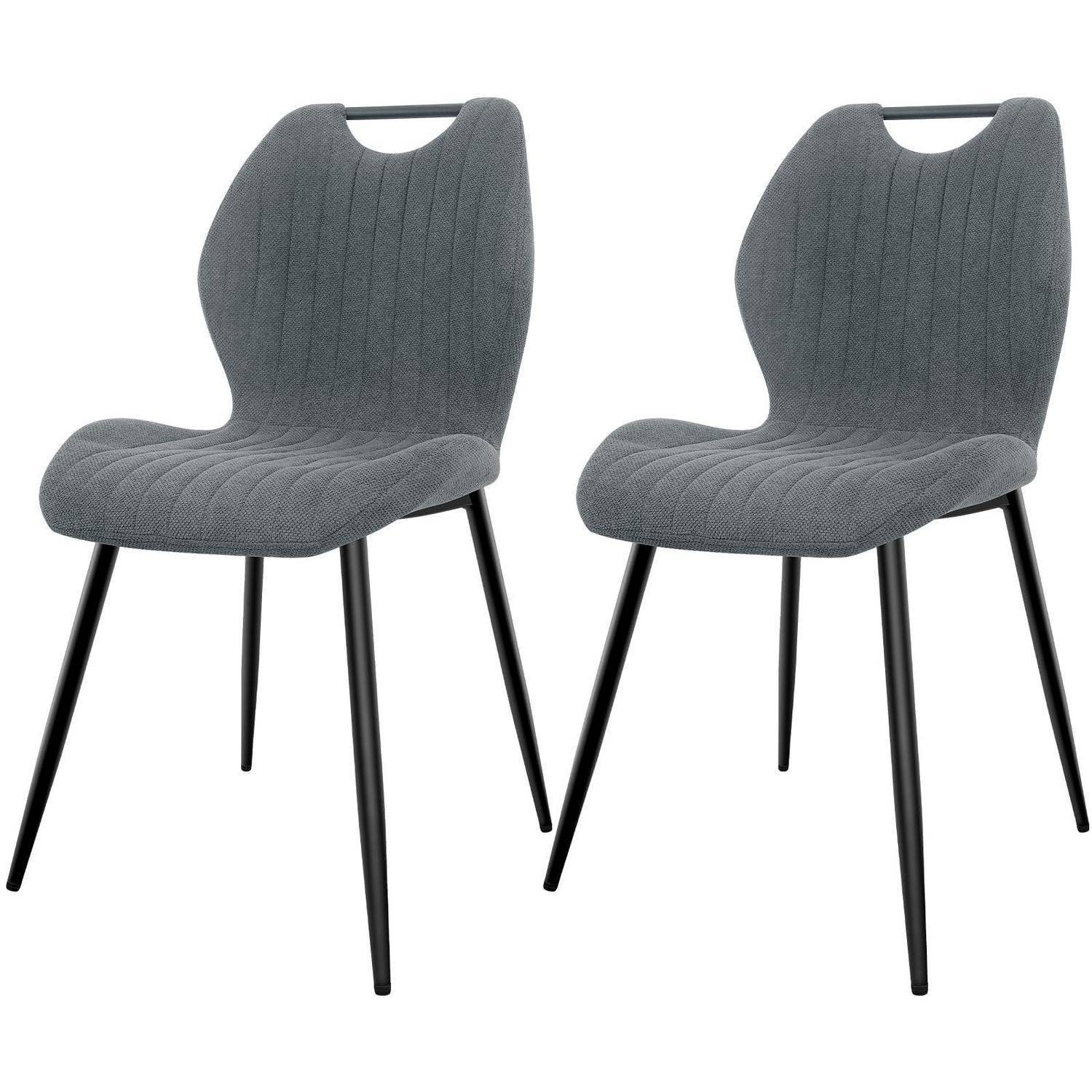 Esszimmerstühle 2er Set, Küchenstühle, Polsterstühle, Wohnzimmerstühle mit Stoff-Rückenlehne und Metallbeinen, Ideal für Esszimmer, Küche, Woh