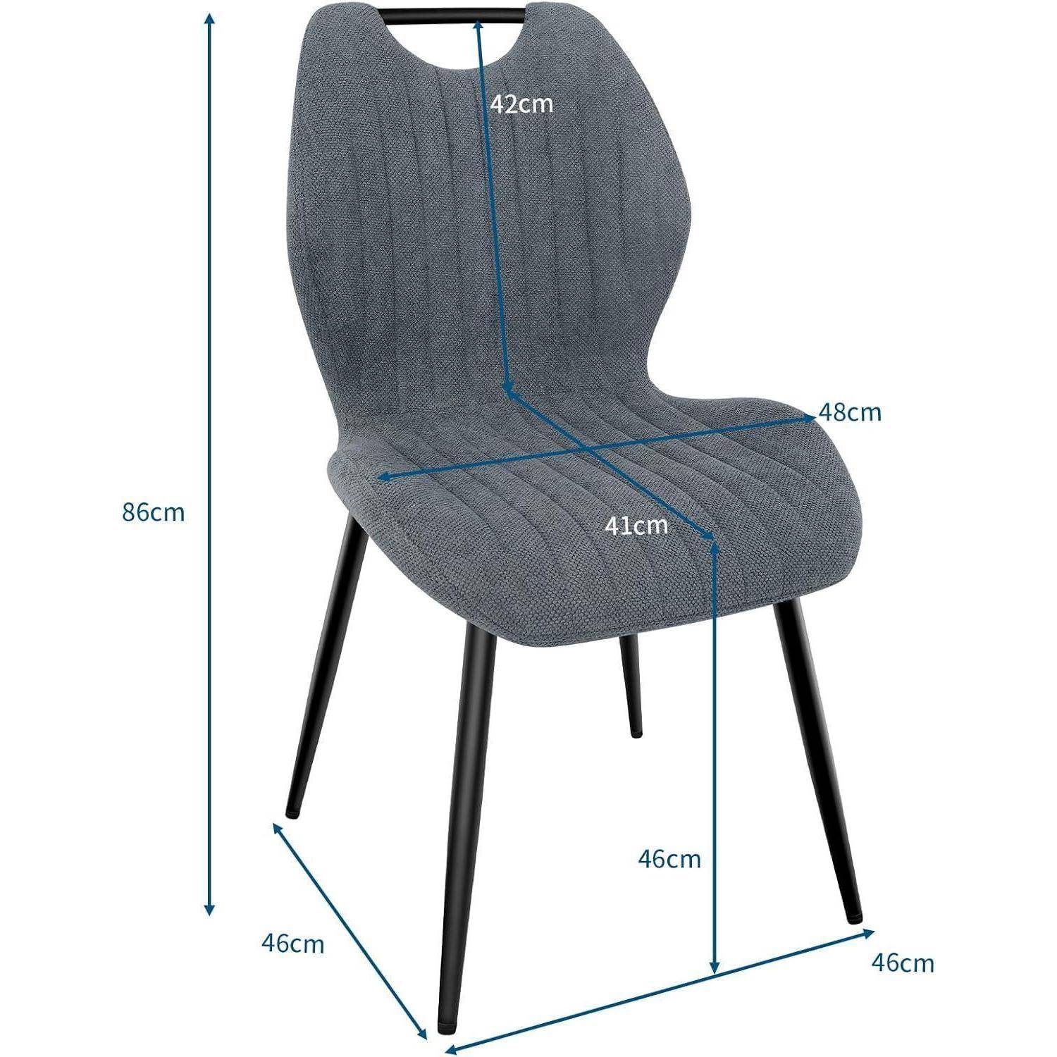 Esszimmerstühle 2er Set, Küchenstühle, Polsterstühle, Wohnzimmerstühle mit Stoff-Rückenlehne und Metallbeinen, Ideal für Esszimmer, Küche, Woh