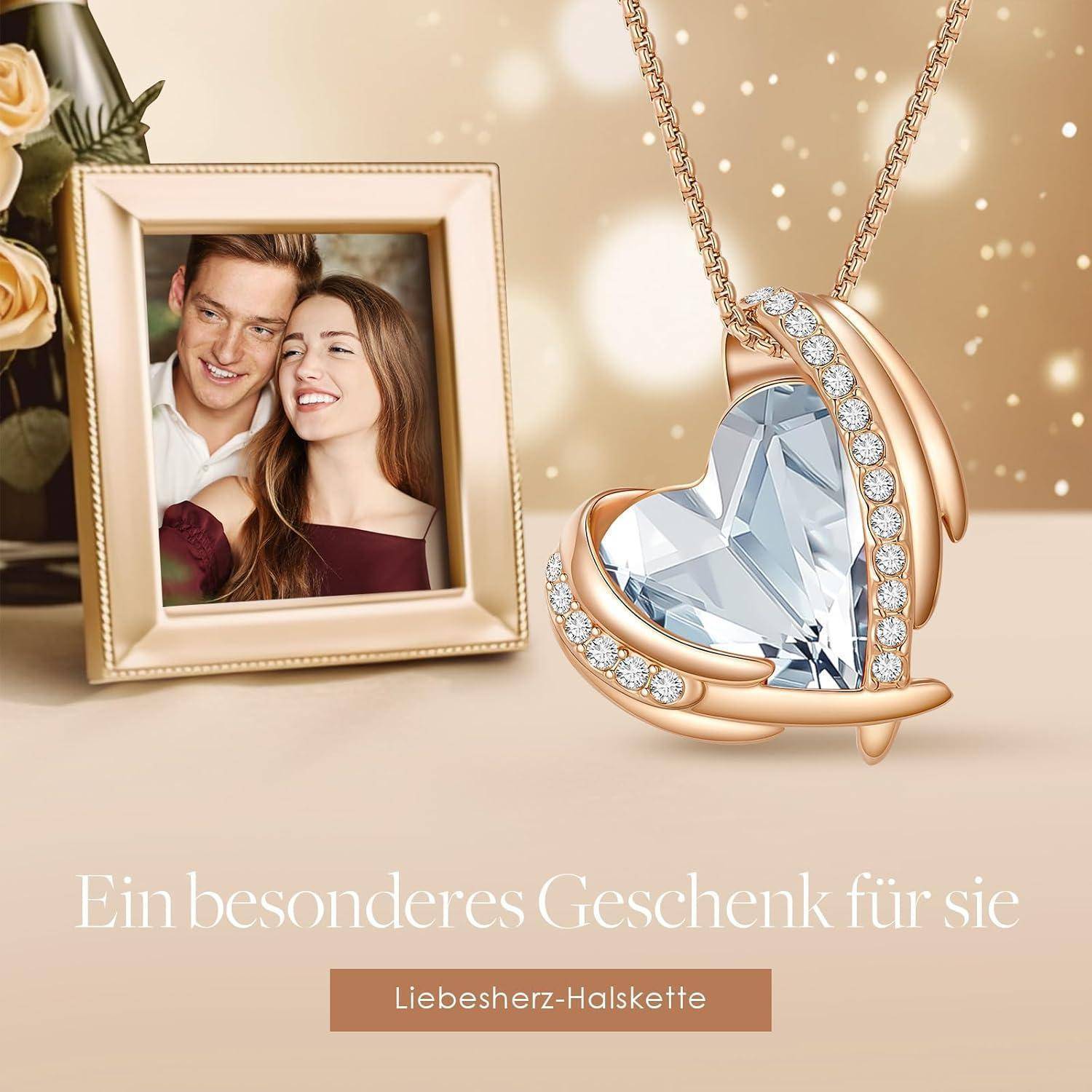CDE Kette Damen Rosegold Herz Halskette für Frauen Schmuck mit Elegante Geschenkverpackung Weihnachten Geschenk für Sie Frau Freundin Mama Valentins