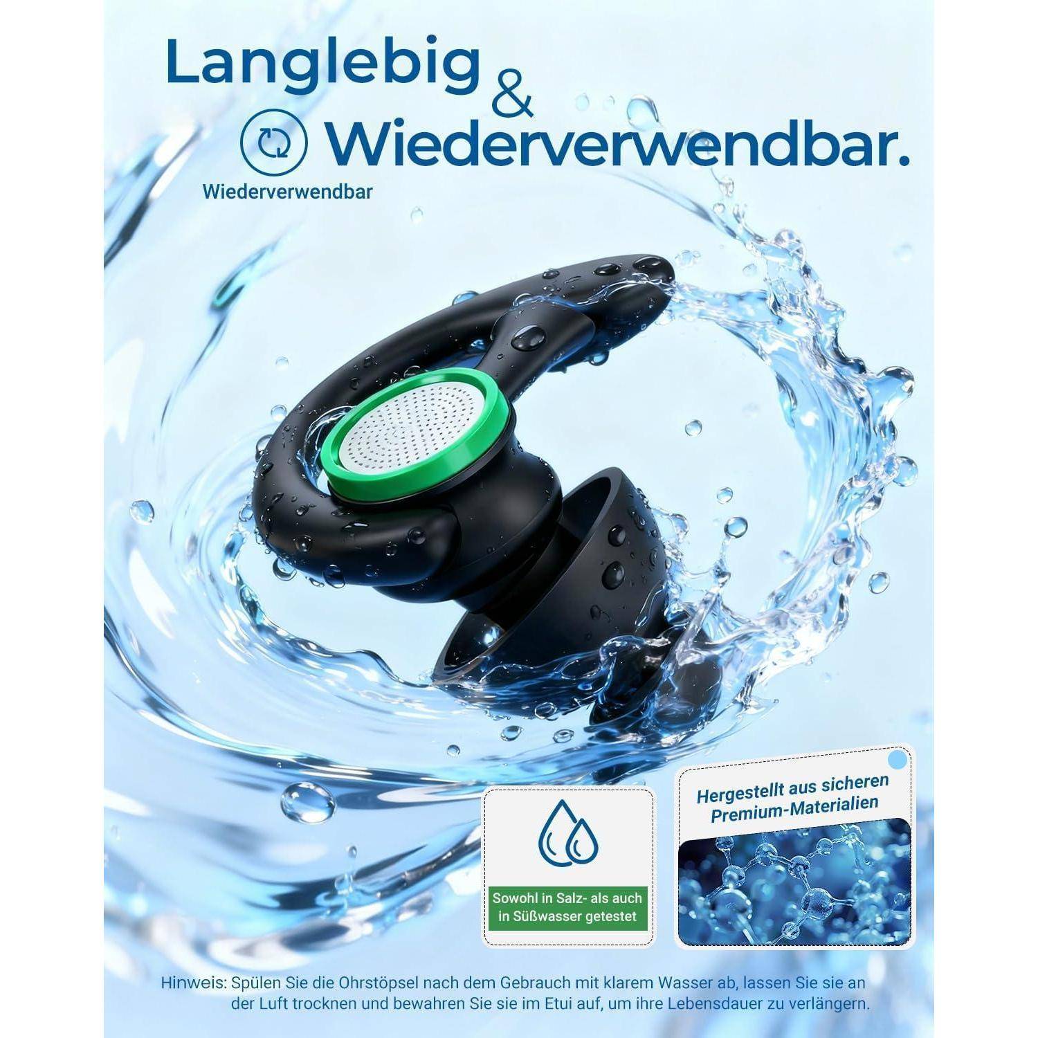 Hearprotek 2 Paar Ohrstöpsel Schwimmen, ohrenschutz schwimmen -ohrenschutz wasser ohrstöpsel für Erwachsene für Schwimmer, Dusche, Pool, Baden, Su