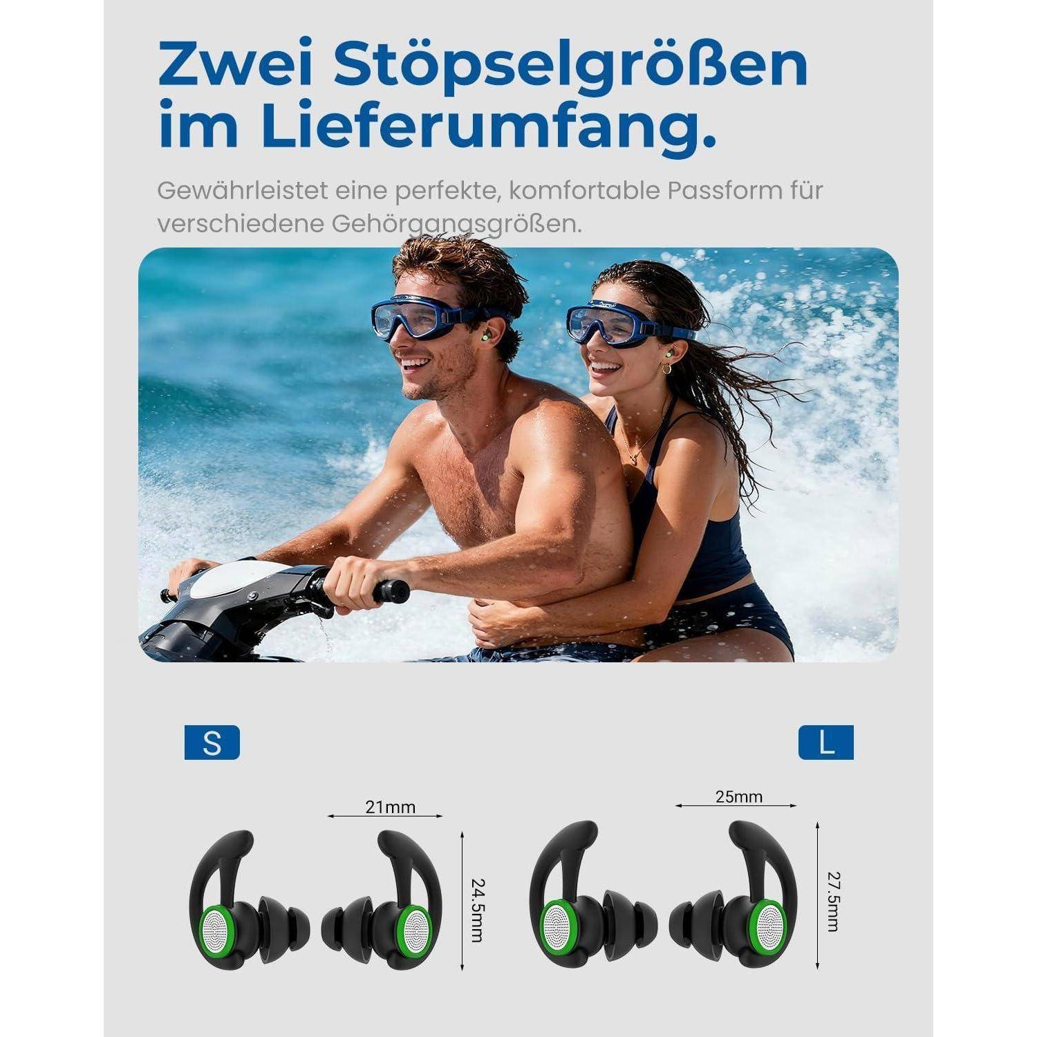 Hearprotek 2 Paar Ohrstöpsel Schwimmen, ohrenschutz schwimmen -ohrenschutz wasser ohrstöpsel für Erwachsene für Schwimmer, Dusche, Pool, Baden, Su