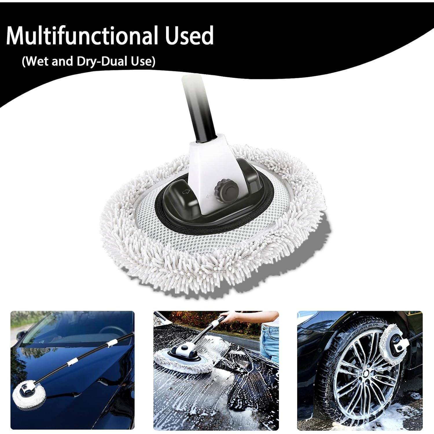 15° Bogen Autowaschbürste Mit Langem Griff Teleskopstiel 43" Aluminium Auto Bürsten Weicher Autowaschmopp Kratzer Reinigungsbürsten Für Lkw Suv W