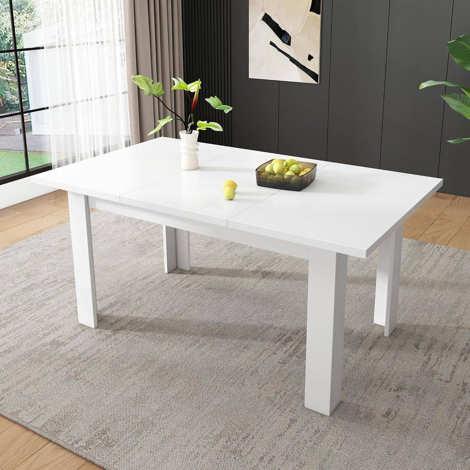 Esstisch 120 * 70cm, mit Stauraum, Rechteckiger, Kaffee-Freizeittisch, Moderner einfacher, Offener Stauraum, Platzsparend, Multifunktionaler, Weiß