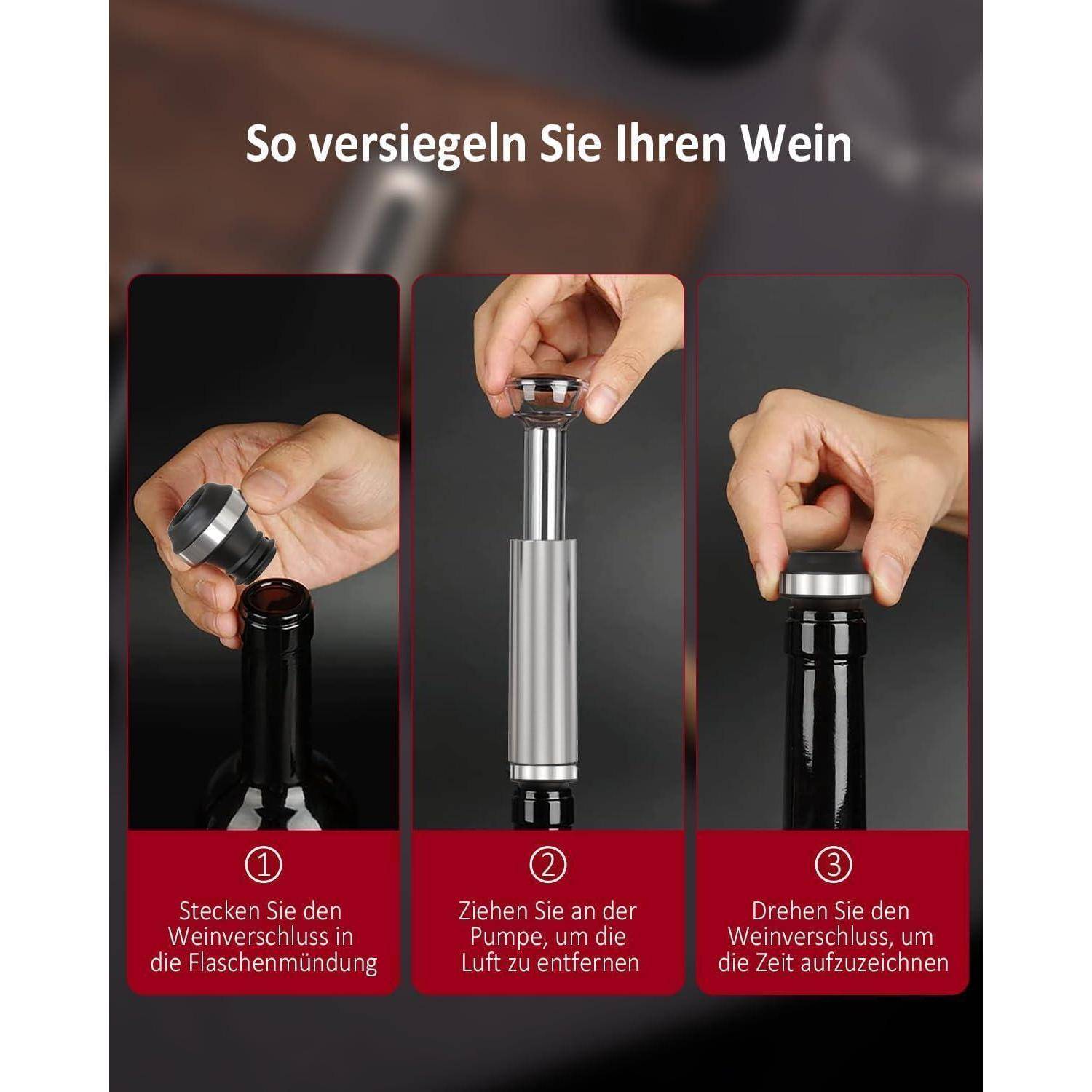 CIRCLE JOY 7-in-1 Weinflaschenöffner Set, wiederaufladbarer elektrisches Korkenzieher-Geschenkset mit Folienschneider, USB-Kabel, Weinausgießer und