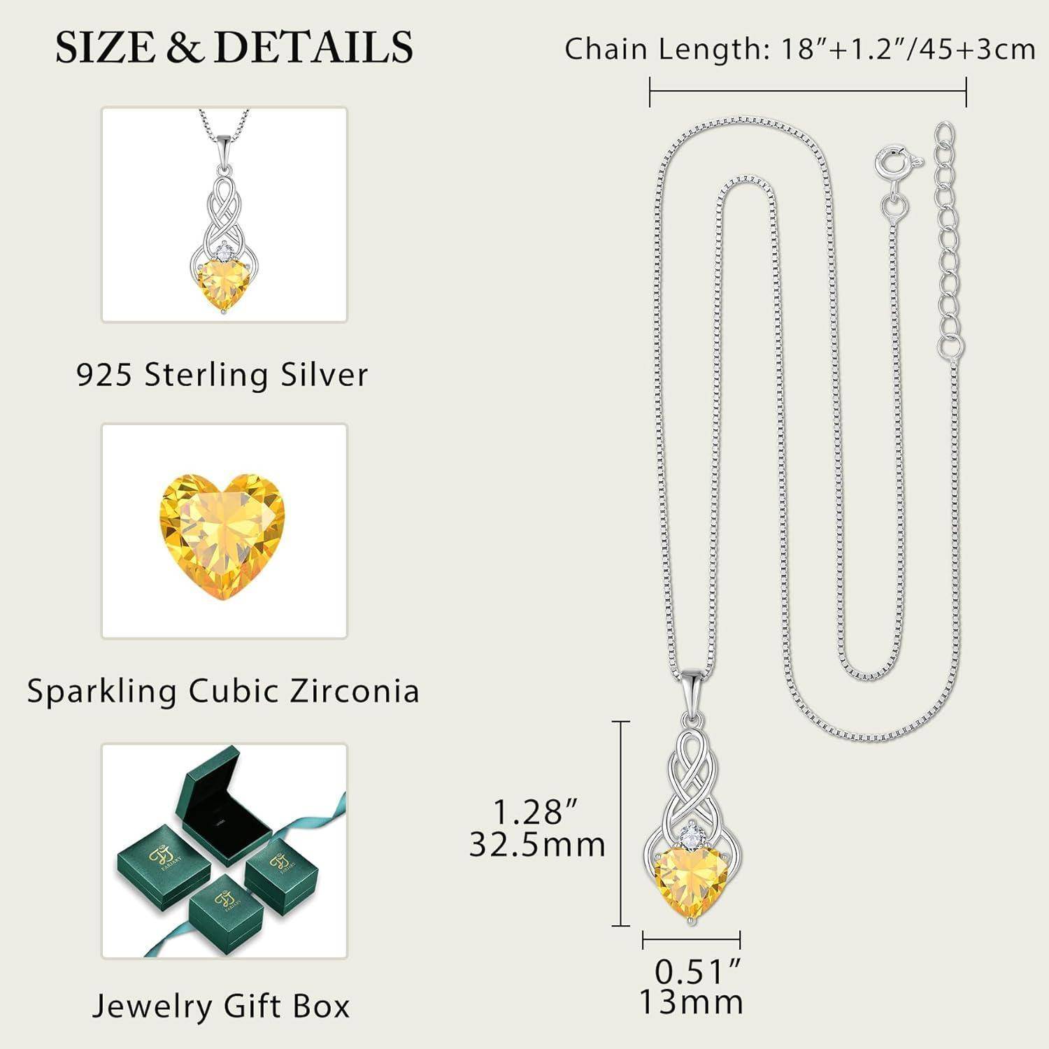 FJ Unendlichkeit Keltischer Knoten Kette Damen 925 Sterling Silber Geburtsstein Anhänger Irischer Glücksschmuck Geschenke für Frauen Mutter Freundi