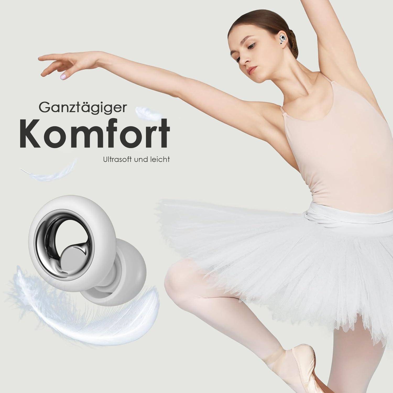 Ohrstöpsel zum Schlafen, 45 dB Geräuschreduzierung, Silikon-Ohrstöpsel, weich und wiederverwendbar, Gehörschutz mit 8 Ohrstücken in 4 Größen (X
