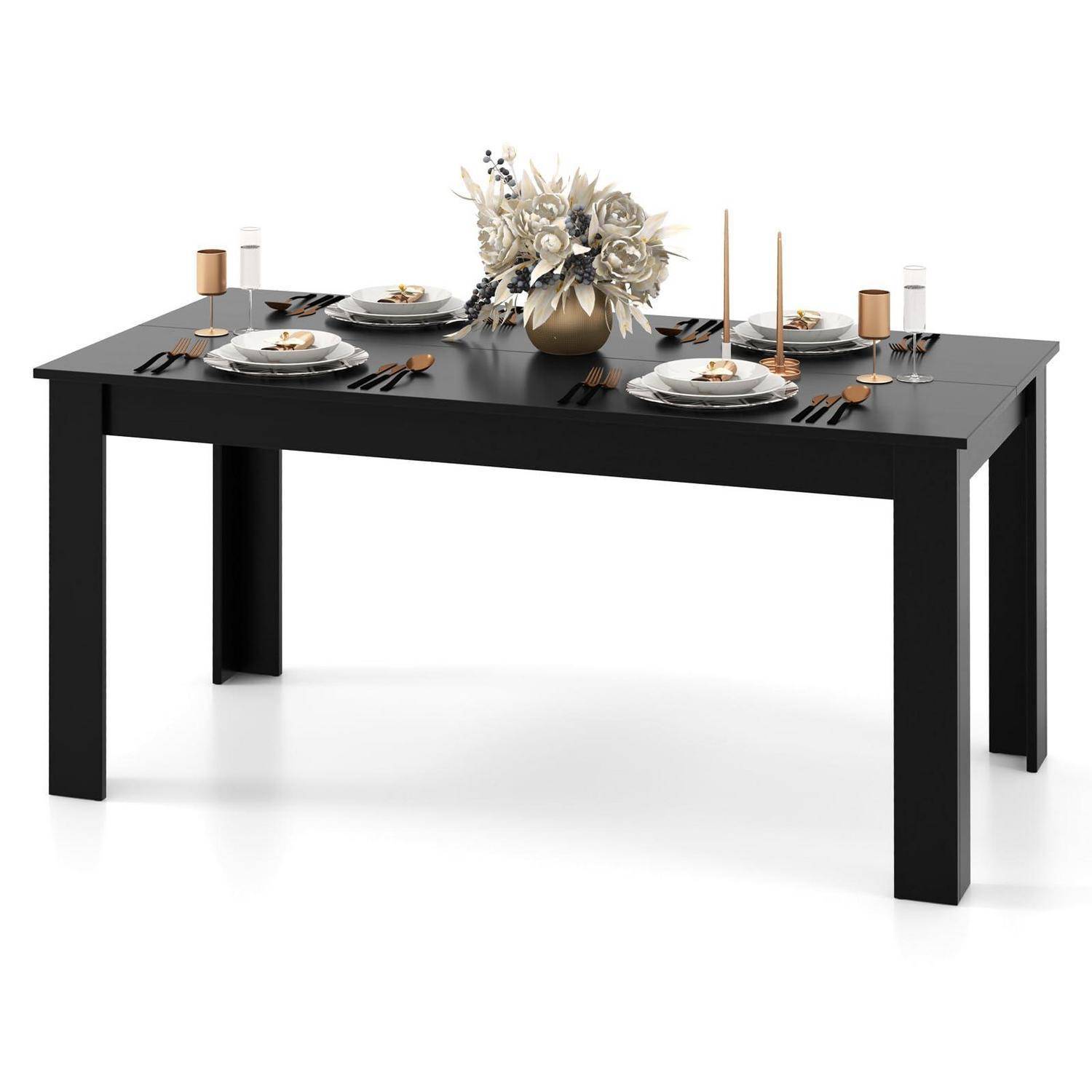 RELAX4LIFE Esstisch 160 x 80 x 77 cm, Esszimmertisch für 4 Personen, Küchentisch aus Holz, Speisetisch Modern, Holztisch für Esszimmer Küche (Schw