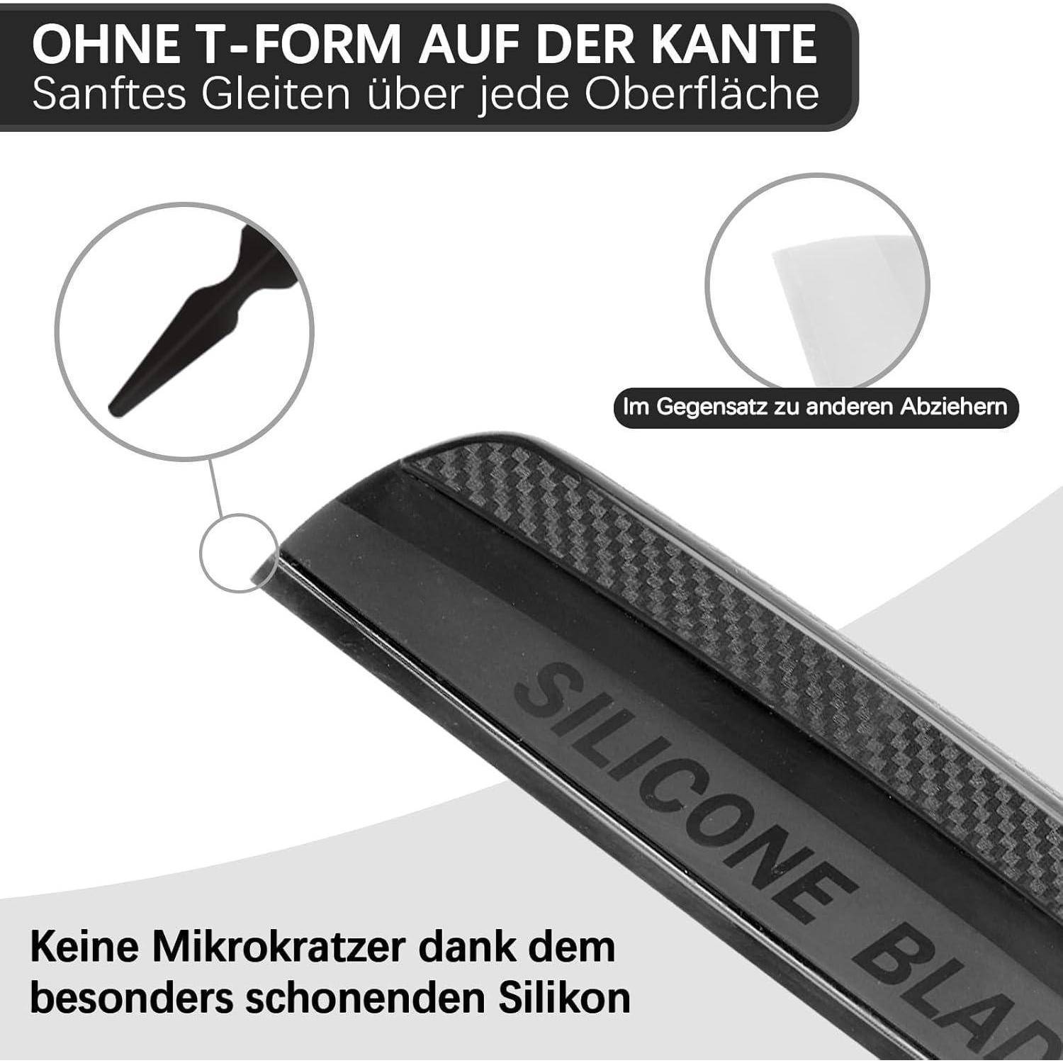 Silikon Abzieher für Auto | Auto Wasserabzieher inkl. Mikrofasertüch für Lack Fenster Glas Duschen &amp; Spiegel - streifenfreie Sicht &amp; kratzerfreie
