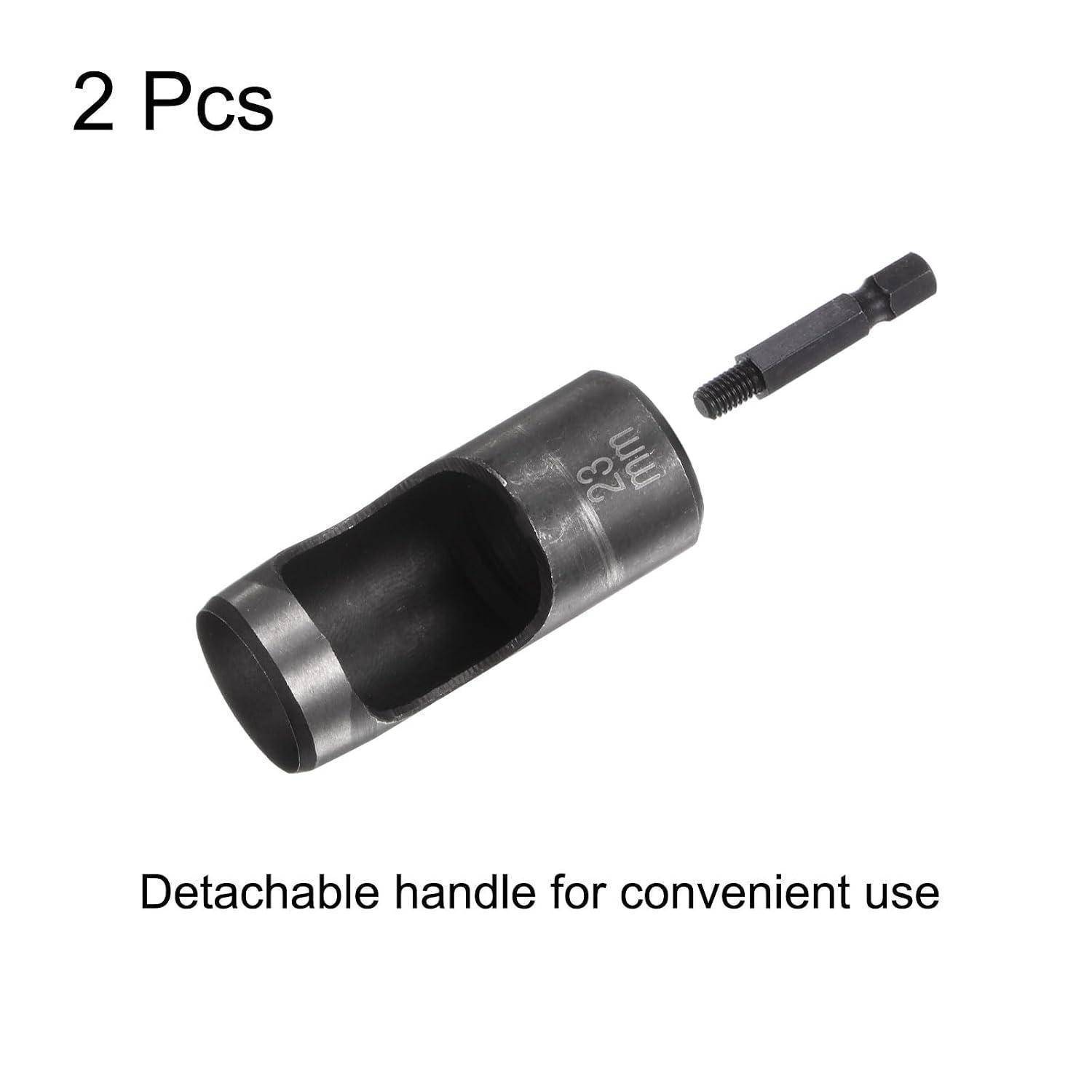 sourcing map 2 Stück 23 mm Lochstanzer für Leder, Locheisen mit 1/4 Zoll Sechskantschaft für Bohrer, Lochstanze Einzelstanze für Gürtel Uhrenarmb