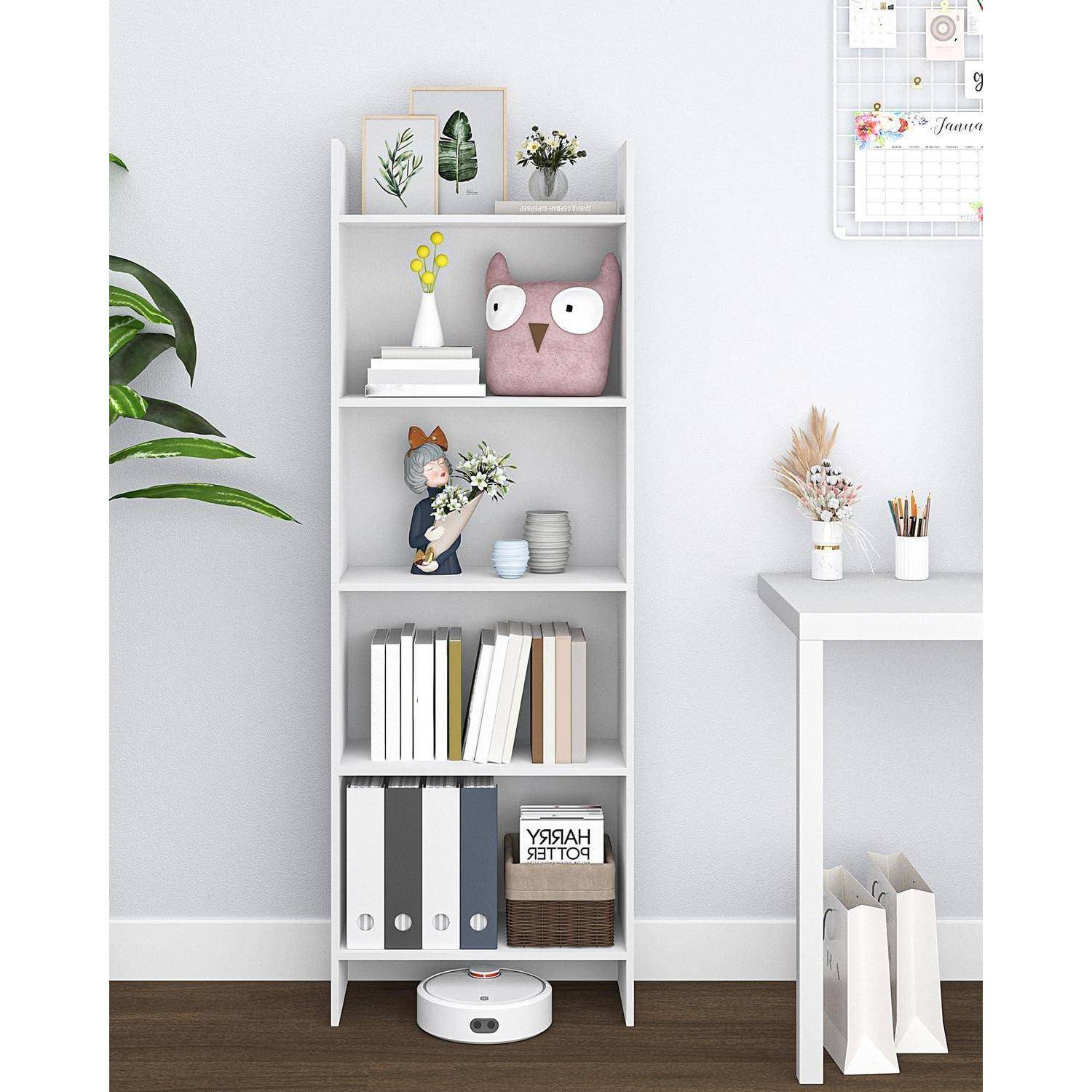 Hzuaneri Bücherregal Standregal 5 Fächern, 24 x 50 x 140 cm Weiß | Büroregal, Offen, Für Wohnzimmer, Arbeitszimmer, Büro, Als Raumteiler, BC0650