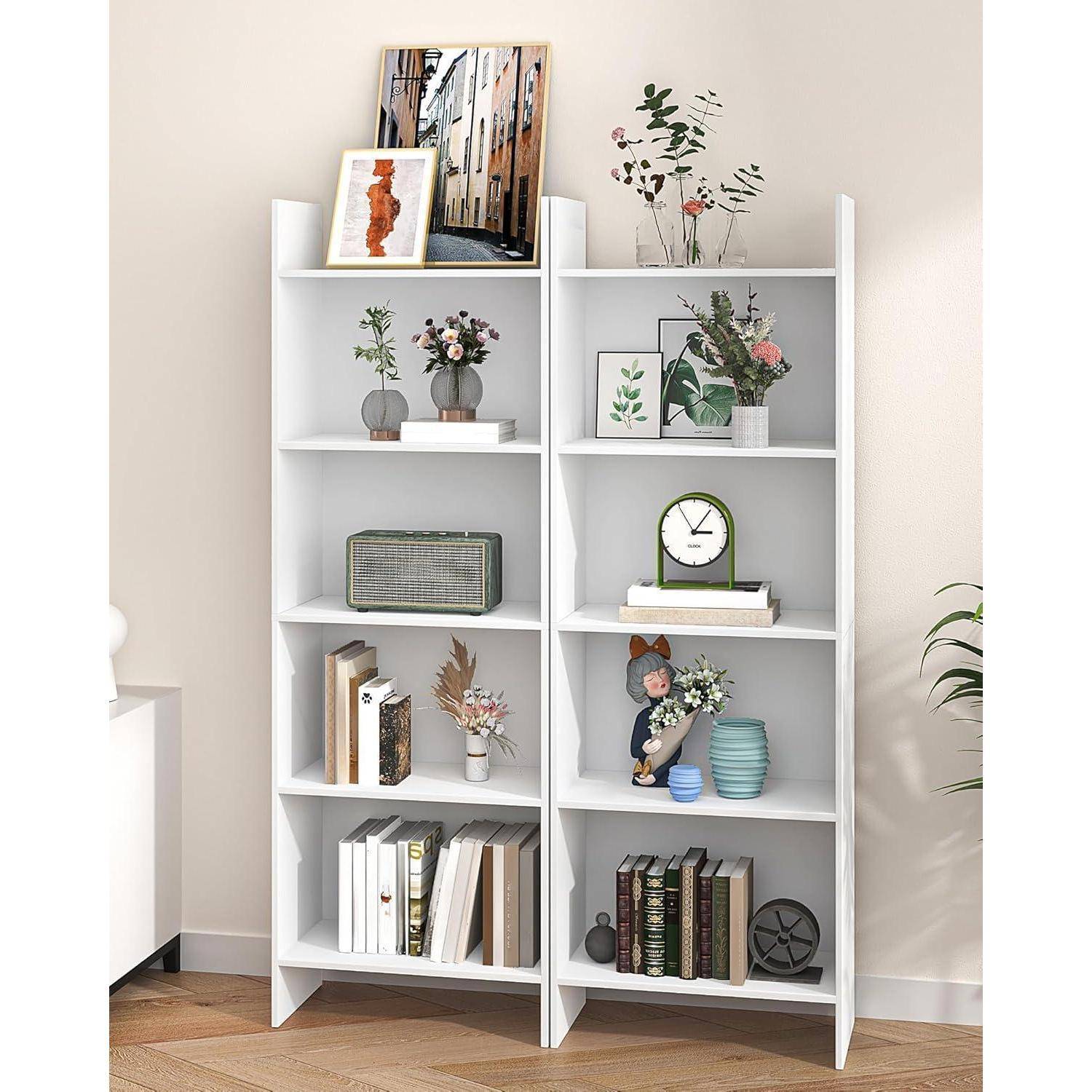 Hzuaneri Bücherregal Standregal 5 Fächern, 24 x 50 x 140 cm Weiß | Büroregal, Offen, Für Wohnzimmer, Arbeitszimmer, Büro, Als Raumteiler, BC0650