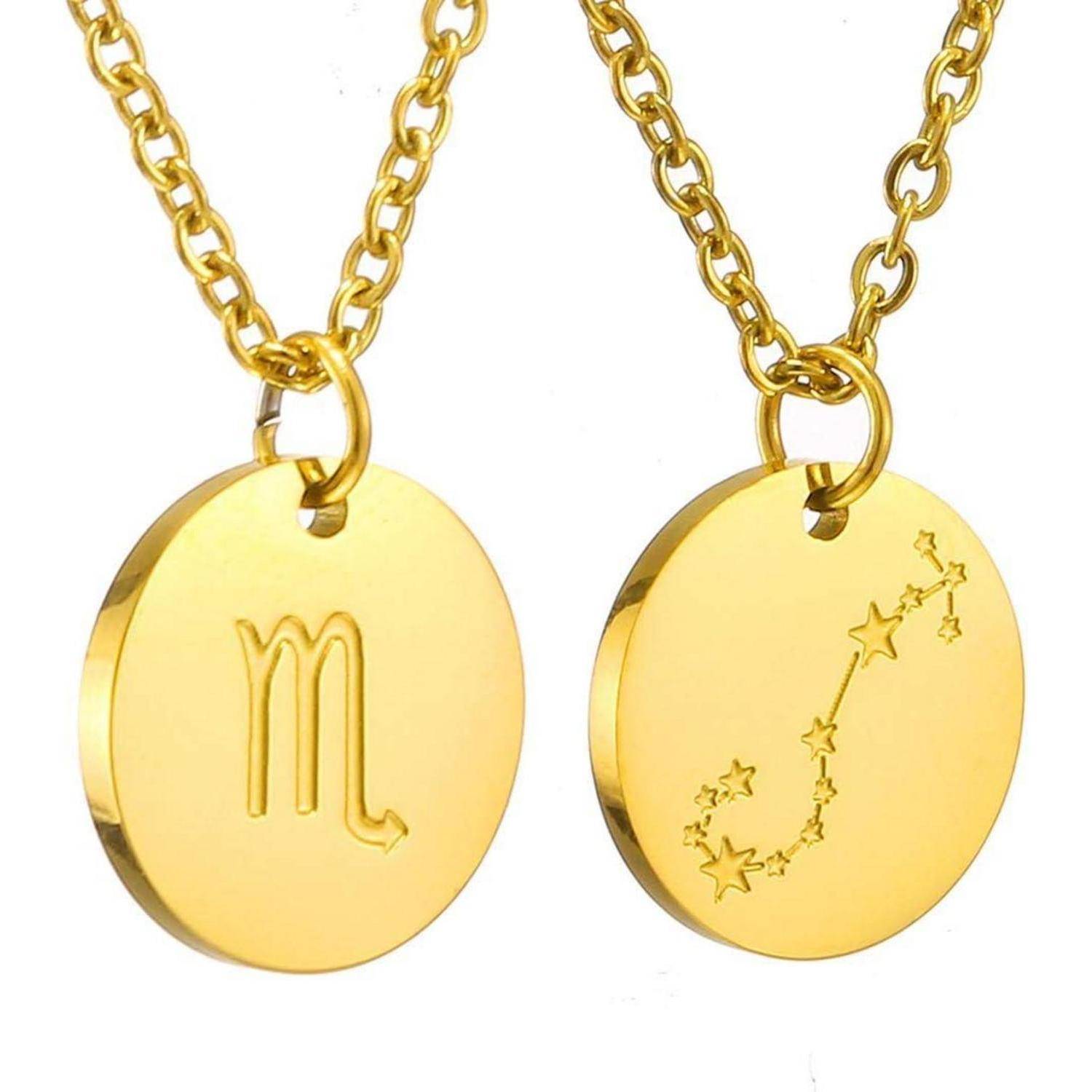 AFSTALR Sternzeichen Kette Gold/Rosegold/Silber für Damen Horoskop Kette Mutter Tochter Freunde Geburtstagsgeschenk gold-Skorpion