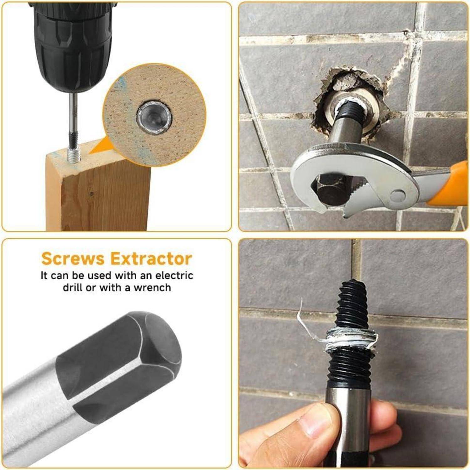 Hoteche 8-teiliges Schraubenausdreher-Set - für Schraubengrößen von 3/6 bis 35/50 mm - Hochwertiger Linkshänder-Ausdreher im Kunststoffkoffer mit