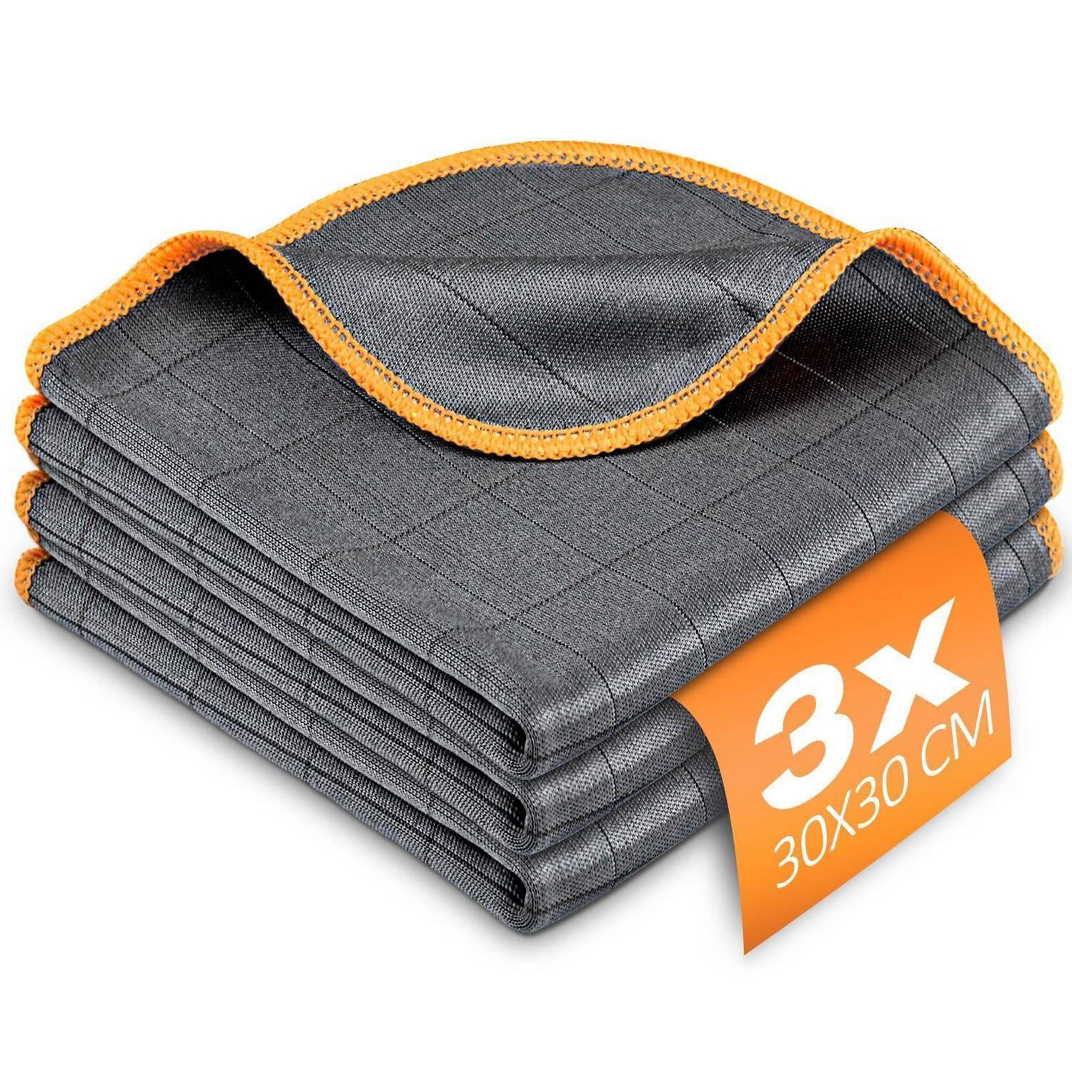 Airlab 3X Carbon Tücher Fensterputztücher, Mikrofasertücher Auto Fenstertuch Streifenfrei, Mikrofaser Putztücher Glastuch Carbon Lappen für Krist
