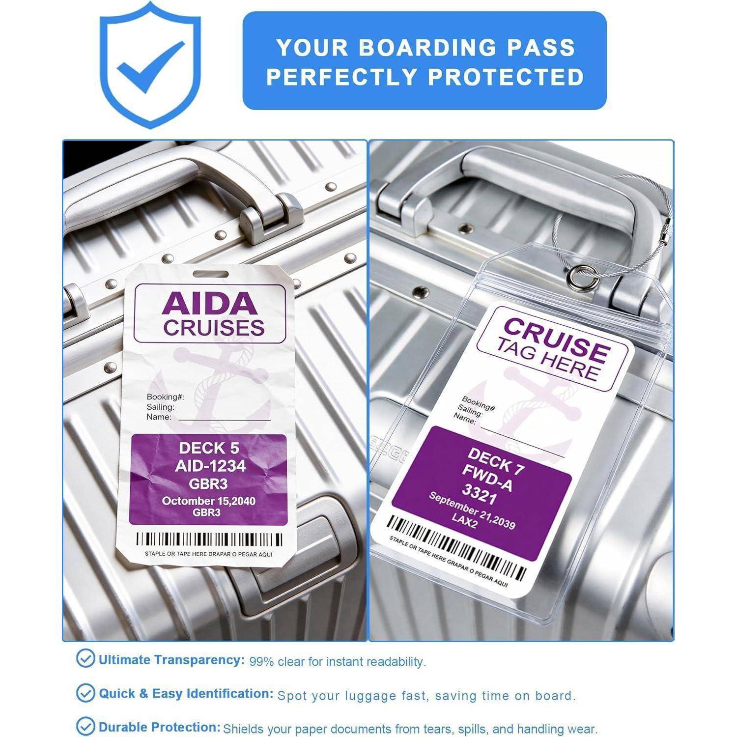 Kofferanhänger für Kreuzfahrten,Kofferanhänger Flugreise,Transparente AIDA Gepäckanhänger mit Metallband, Wasserfeste &amp; Robuste,Kofferschilder An