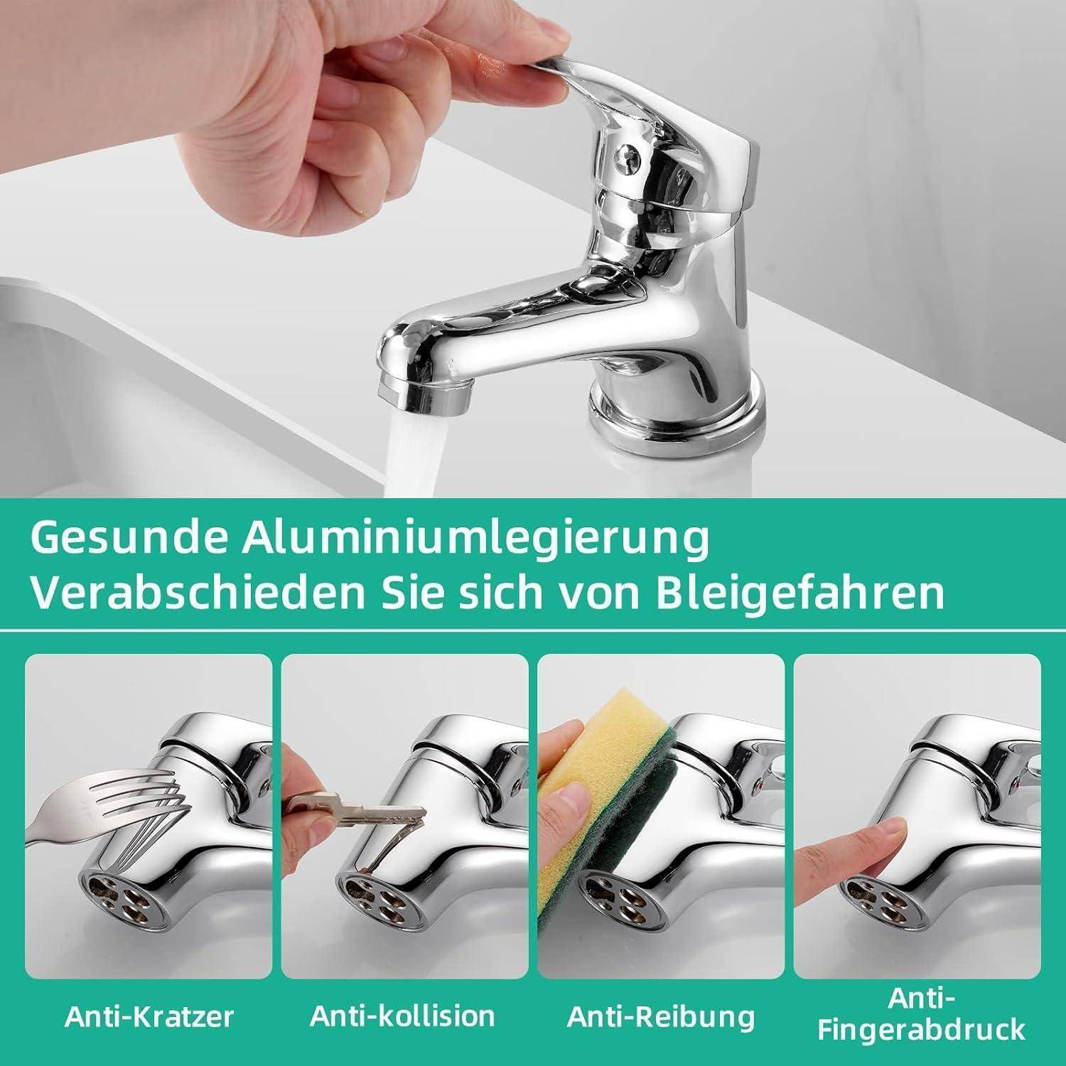 Cobbe Wasserhahn bad für Badezimmer, Waschtischarmatur Wassersparen, Waschbecken Armaturen für kaltes und heißes Wasser, Chrom
