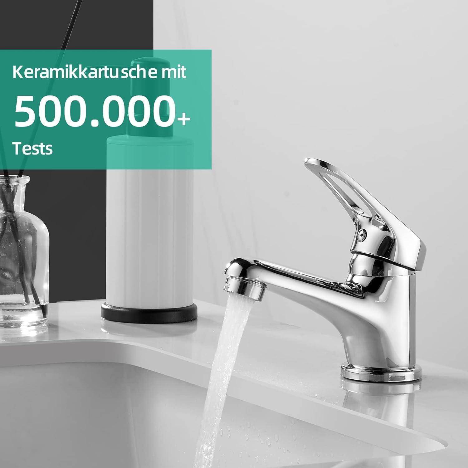 Cobbe Wasserhahn bad für Badezimmer, Waschtischarmatur Wassersparen, Waschbecken Armaturen für kaltes und heißes Wasser, Chrom