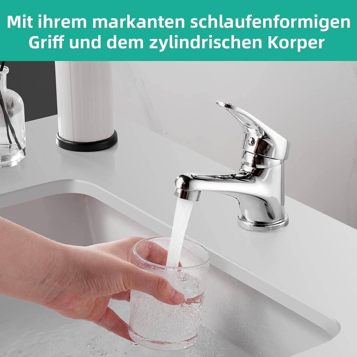 Cobbe Wasserhahn bad für Badezimmer, Waschtischarmatur Wassersparen, Waschbecken Armaturen für kaltes und heißes Wasser, Chrom