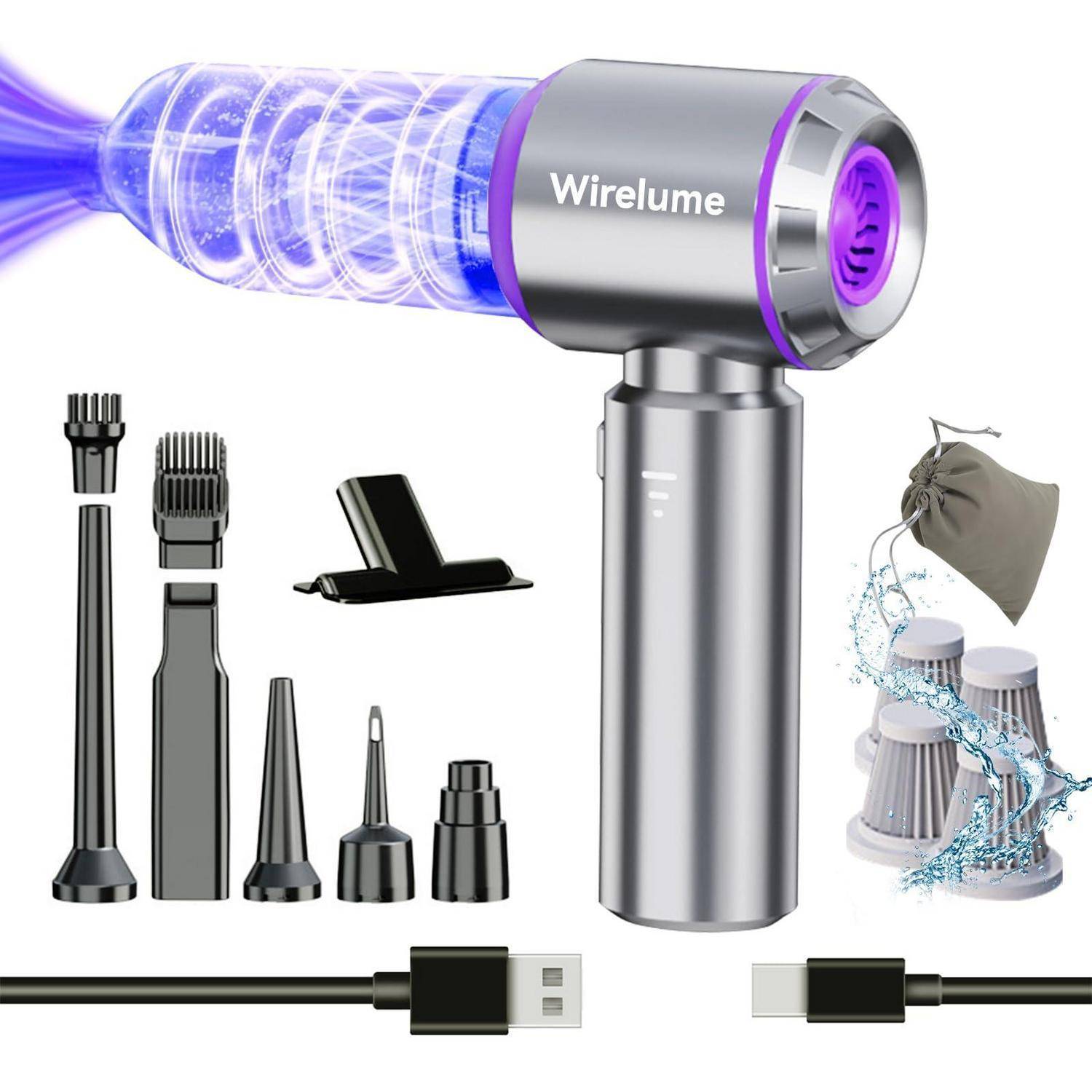 Kabelloses Haartrockner-Gerät mit der Bezeichnung „Wirelume