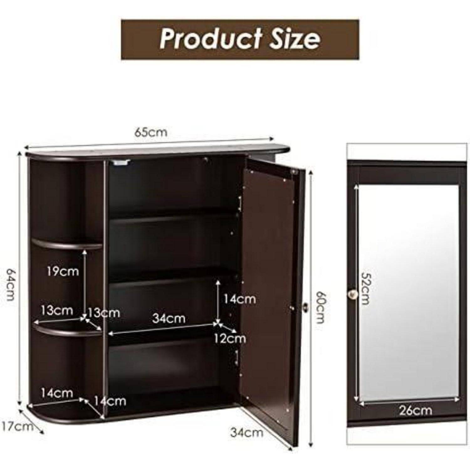 RELAX4LIFE Spiegelschrank, Hängeschrank mit Spiegel & Ablagen, Wandschrank für Badezimmer & Garderobe & Schlafzimmer, hängender Badspiegelschrank